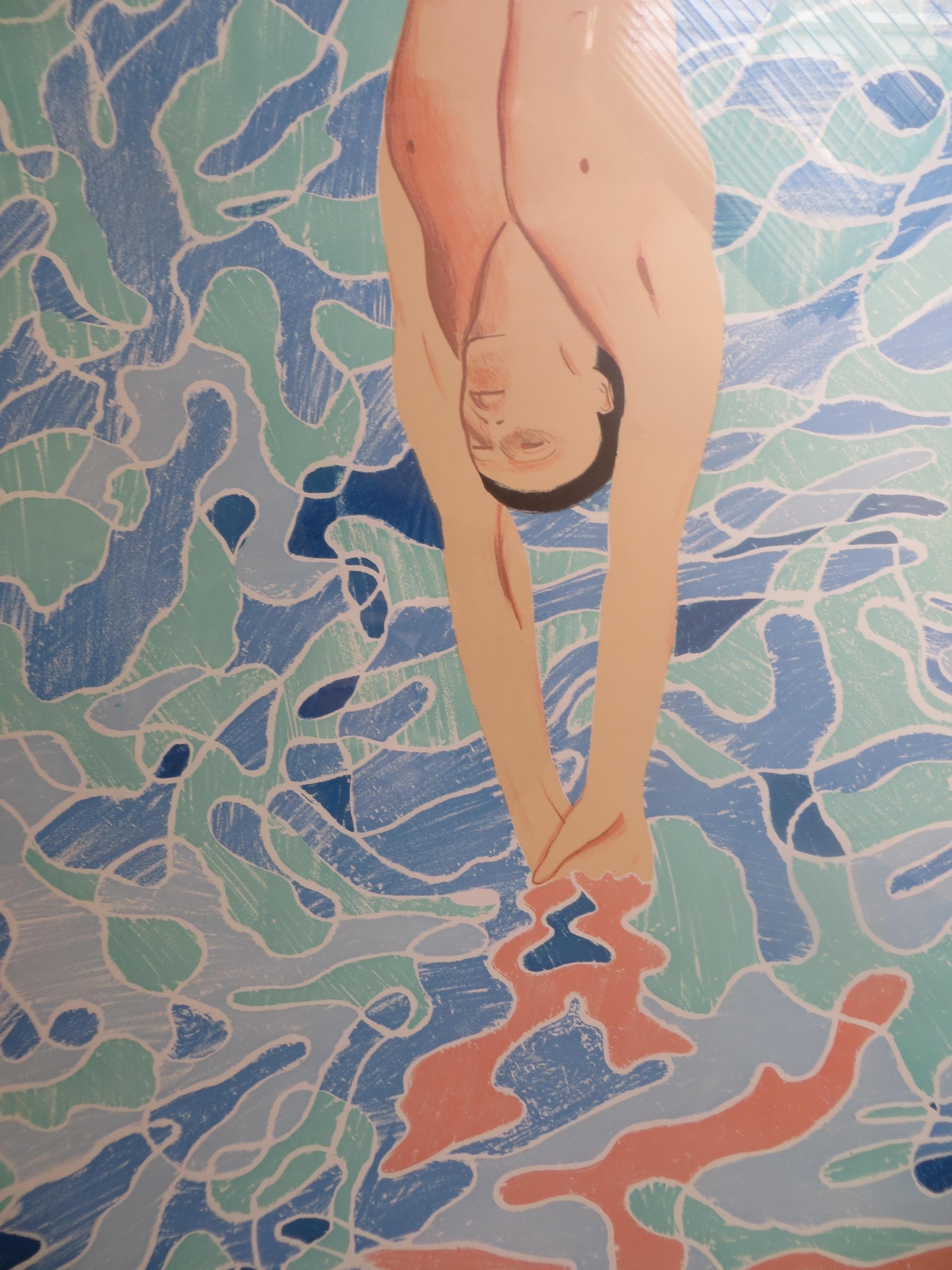 David Hockney, Original  Poster. David Hockney, Olympische Spiele München  Drucken  Plakat, 1972 
David Hockney ( geb. 1937 ) ist ein englischer Maler, Zeichner, Grafiker, Bühnenbildner und Fotograf. Er leistet einen wichtigen Beitrag zur