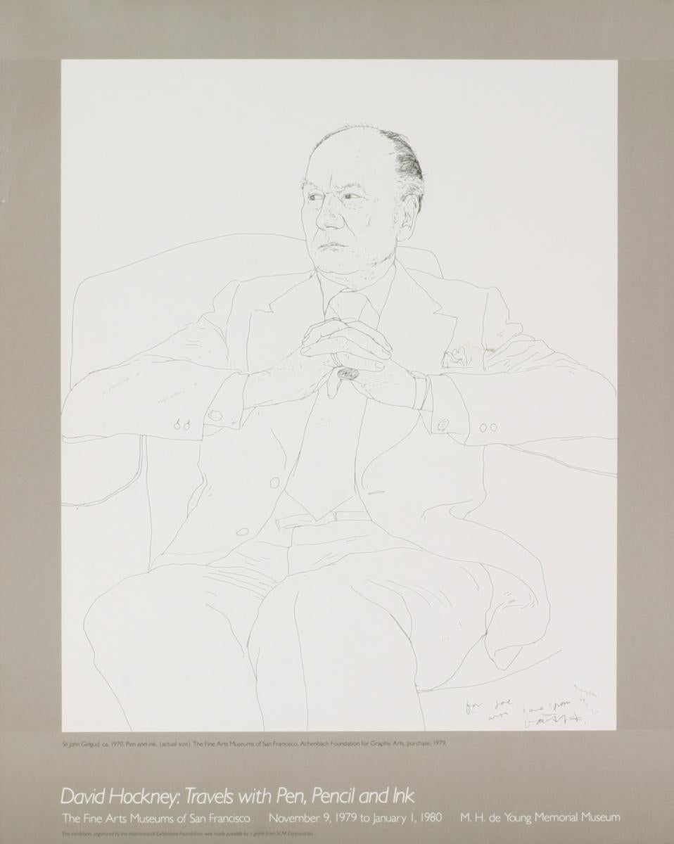 David Hockney-Sir John Gielgud- - Print by (after) David Hockney