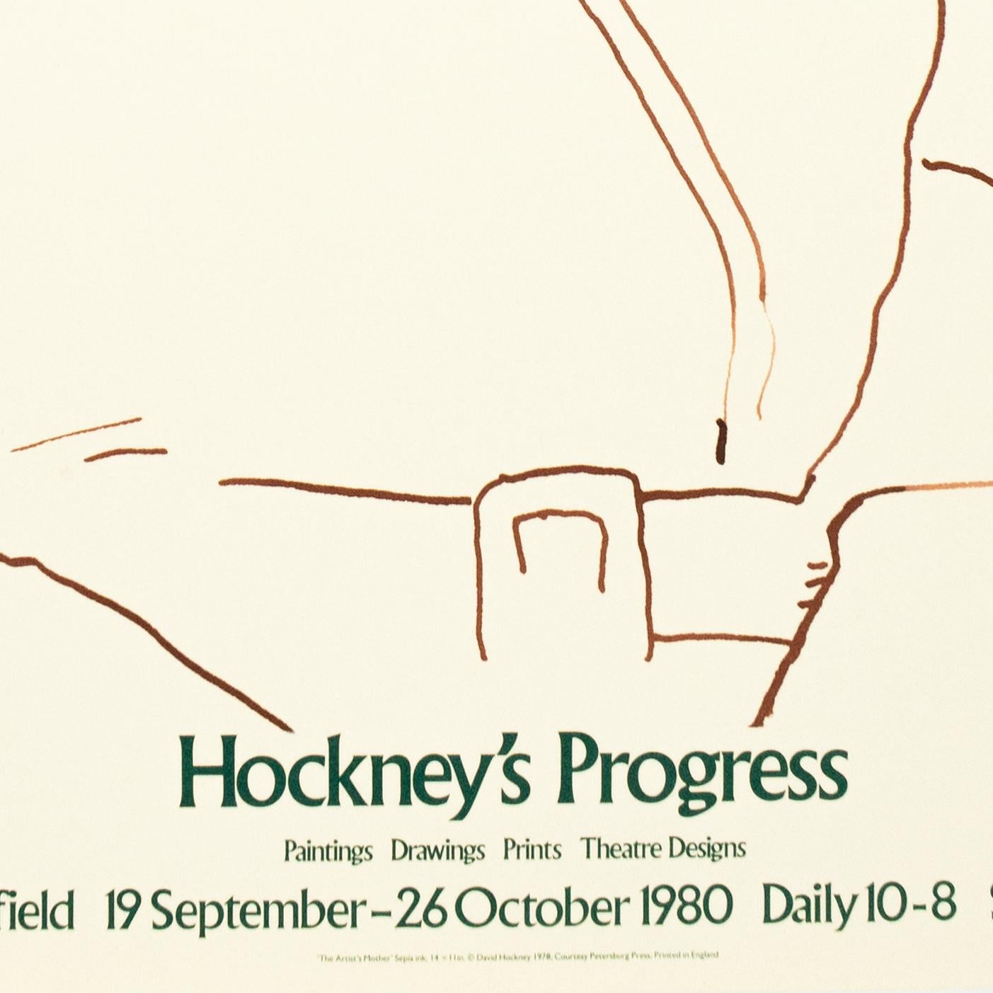 Vintage Retrato de David Hockney Cartel de exposición Galería de Arte Graves '80 - Print de (after) David Hockney