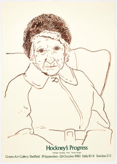 Vintage David Hockney portrait Exhibition poster Graves Art Gallery '80