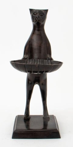 After Diego Giacometti Brass Cat Butler Sculpture