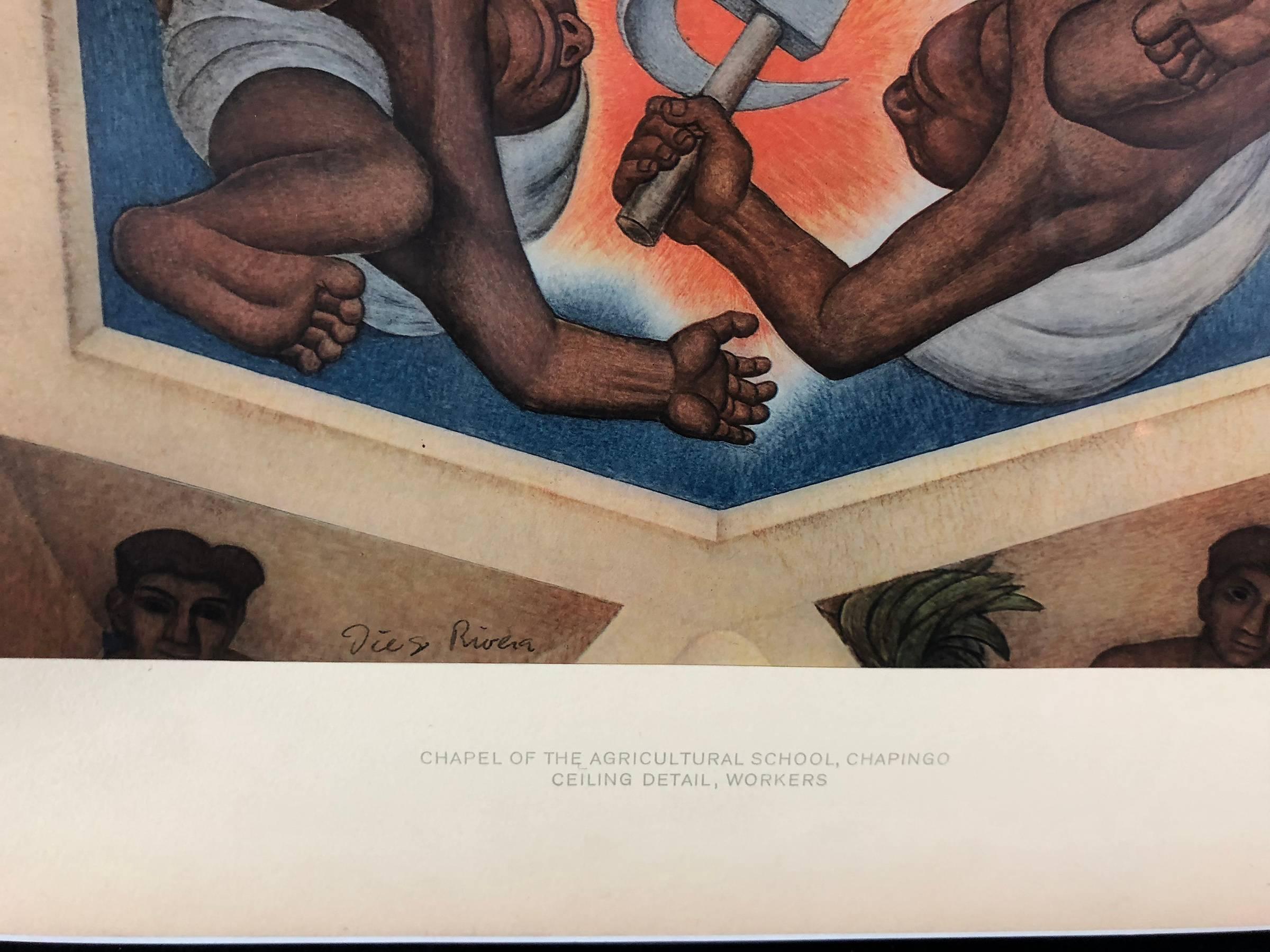 Capilla de la Escuela Agrícola, Chapingo (Detalle del techo, Obreros) - Print Moderno de (after) Diego Rivera