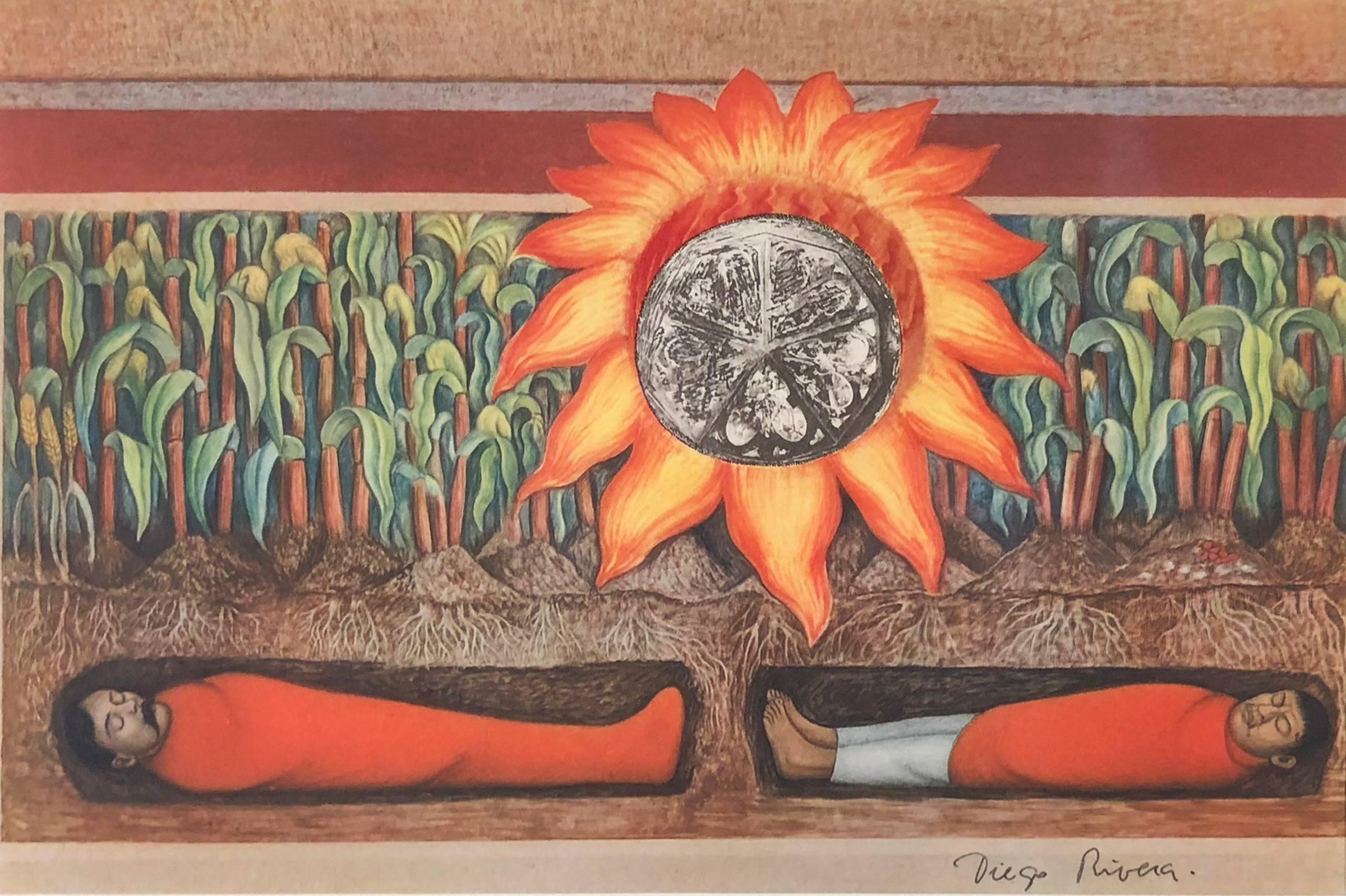 (after) Diego Rivera Interior Print – Chapel of the Agriculture School, Chapingo (Früchte unter der Erde)