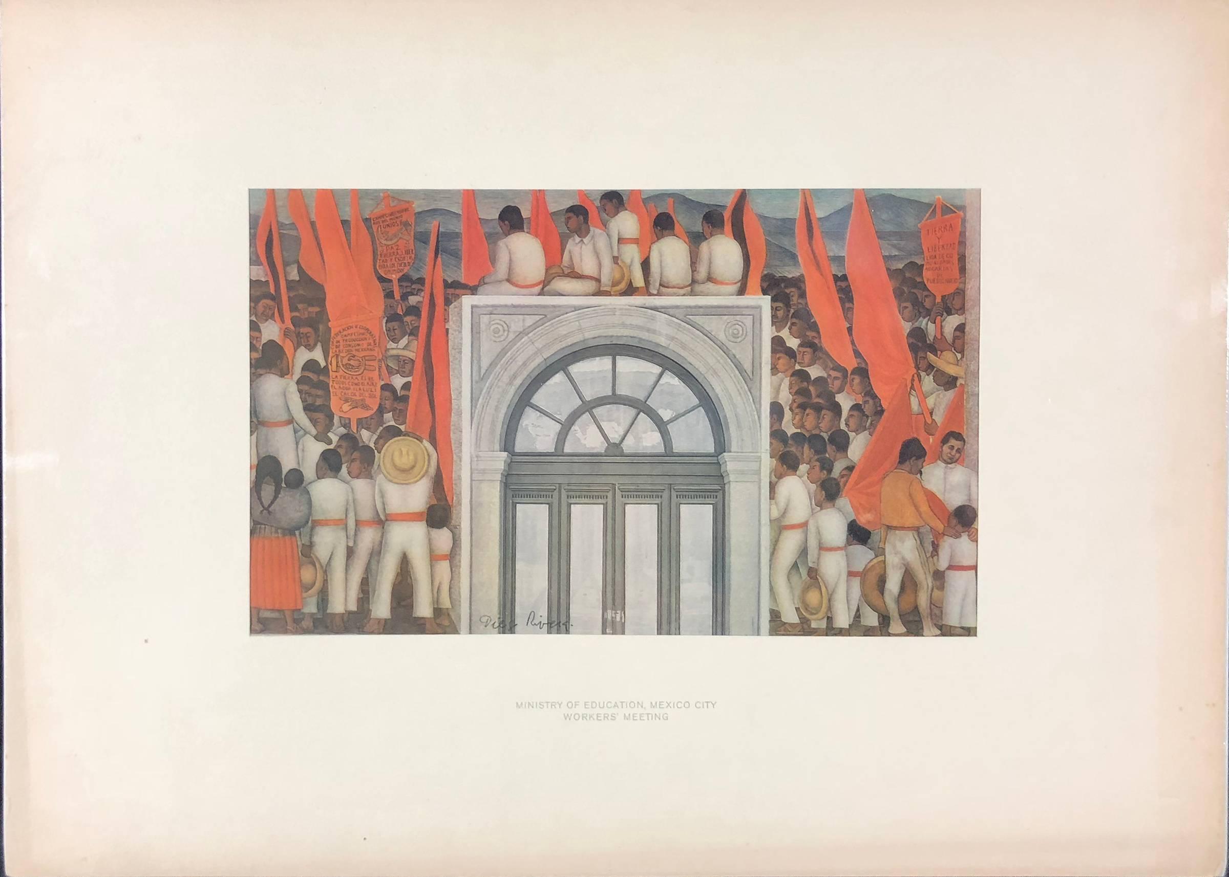 Ministry of Education, Mexico City (Workers' Meeting) - Print by (after) Diego Rivera