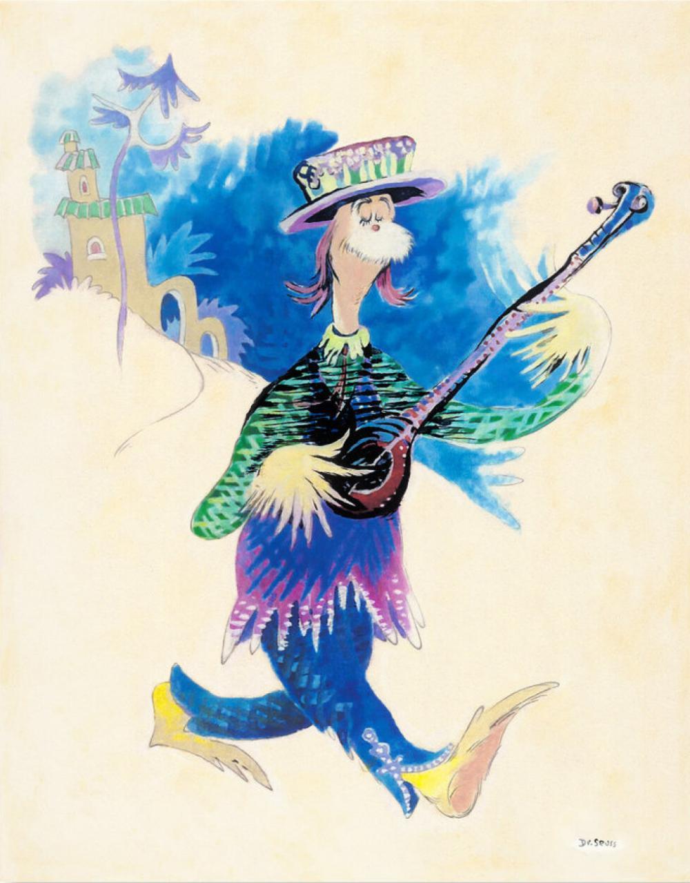 LOVE AND MUSIC - Mixed Media Art by (after) Dr. Seuss (Theodore Geisel)