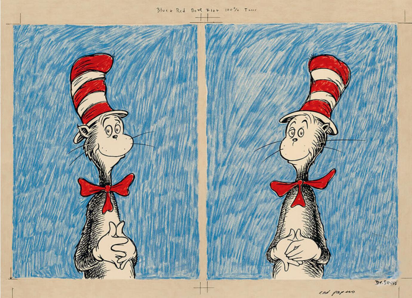 (after) Dr. Seuss (Theodore Geisel) Interior Print - THE CAT'S DEBUT - DIPTYCH