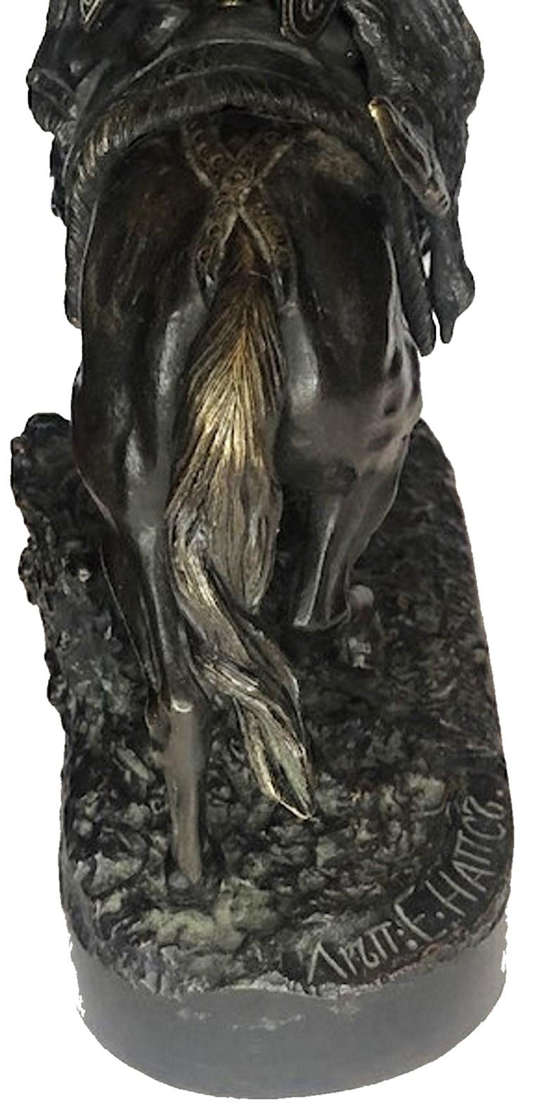 After E. Lancere, E. Naps, Tsar's Falconer, Patinated Bronze Sculpture, ca. 1890 For Sale 5