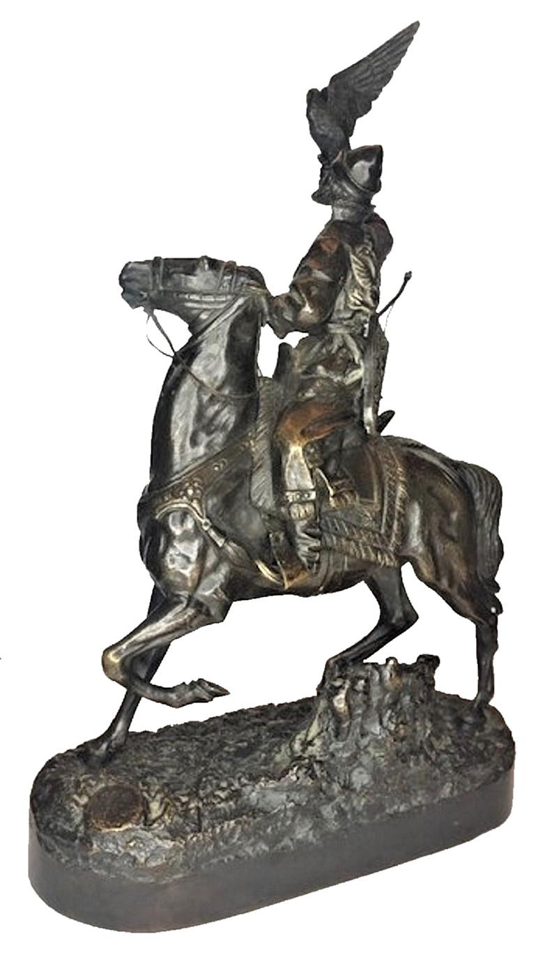 Empire After E. Lancere, E. Naps, Tsar's Falconer, Patinated Bronze Sculpture, ca. 1890 For Sale