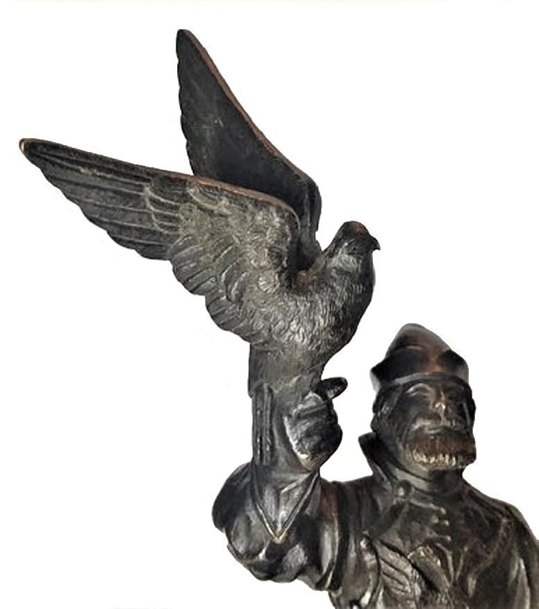 Late 19th Century After E. Lancere, E. Naps, Tsar's Falconer, Patinated Bronze Sculpture, ca. 1890 For Sale