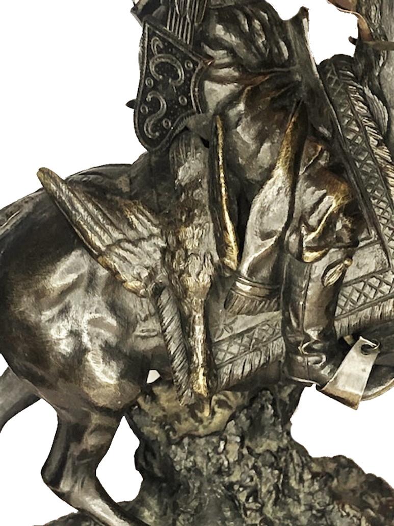 After E. Lancere, E. Naps, Tsar's Falconer, Patinated Bronze Sculpture, ca. 1890 For Sale 3