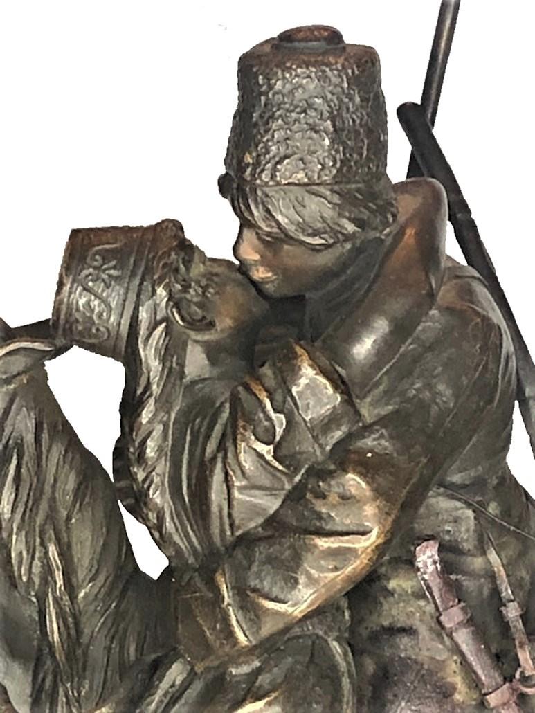 Sculpture: ‘Farewell Kiss’.

Description: A farewell kiss is a fairly common theme in 19th century Russian sculpture. This particular composition is actually one of the variants of an earlier sculptural work on this topic by the famous Russian