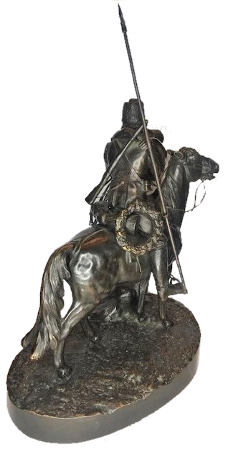 After E. Lancere, Farewell Kiss, Bronze Sculpture by A.M. Bonegor, ca. 1900 In Good Condition In New York, NY
