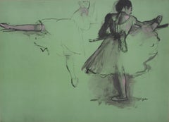 Ballerinas at Training  - Lithograph and Watercolor stencil