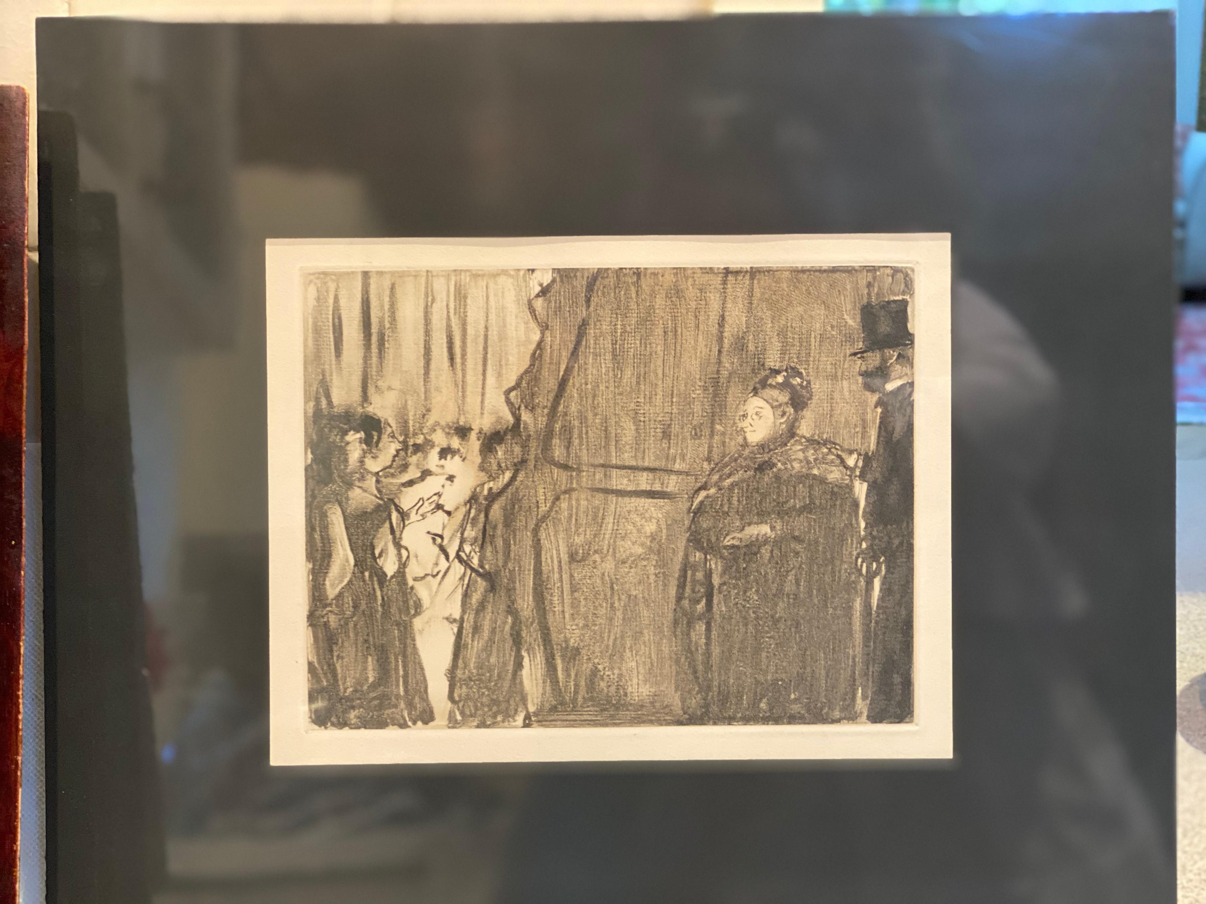 « Ludovic Halevy rencontre Madame Cardinal Backstage » d'après Edgar Degas - Art nouveau Print par (after) Edgar Degas