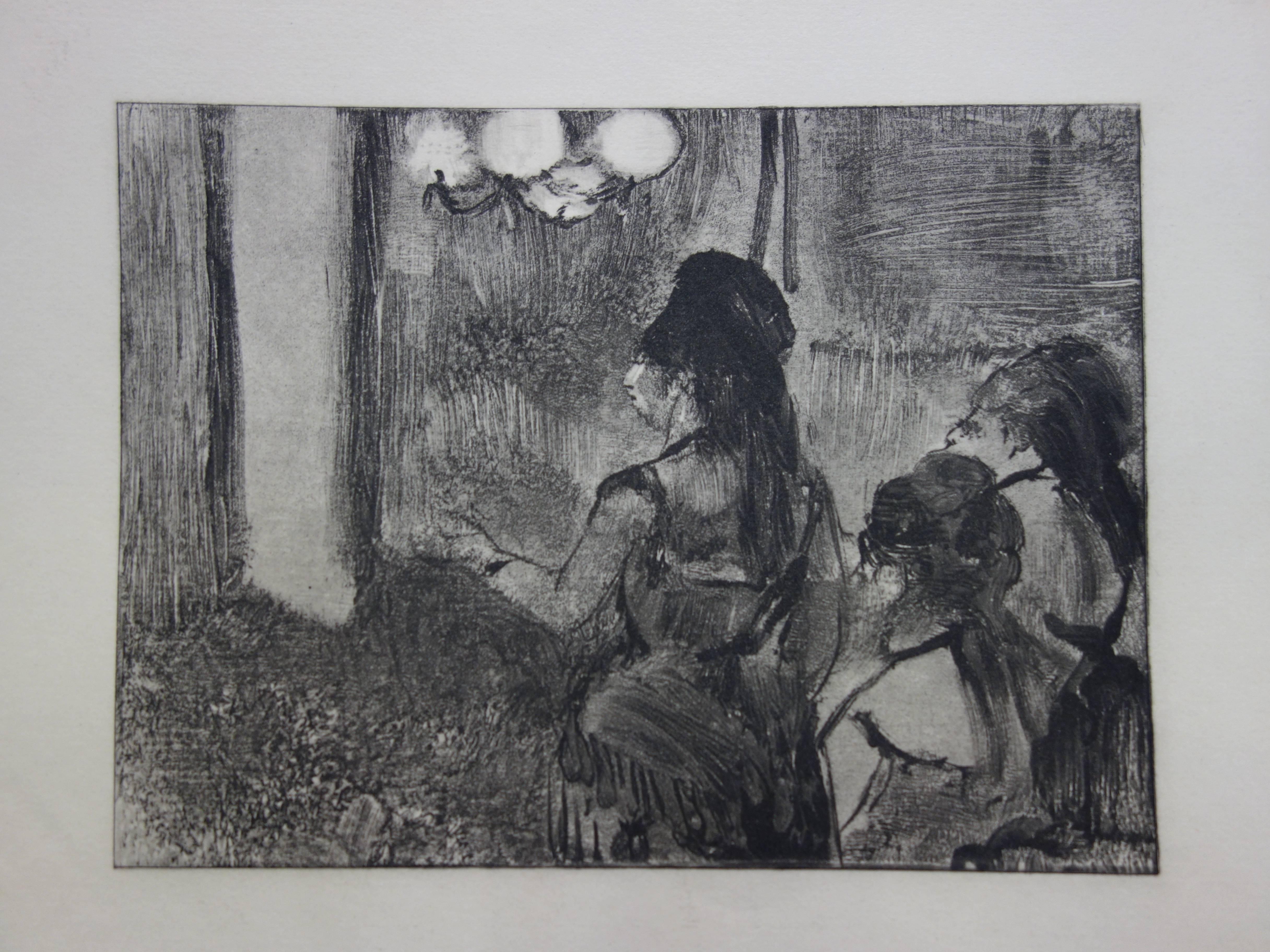 (after) Edgar Degas Figurative Print - Three Women in a Saloon - Original etching