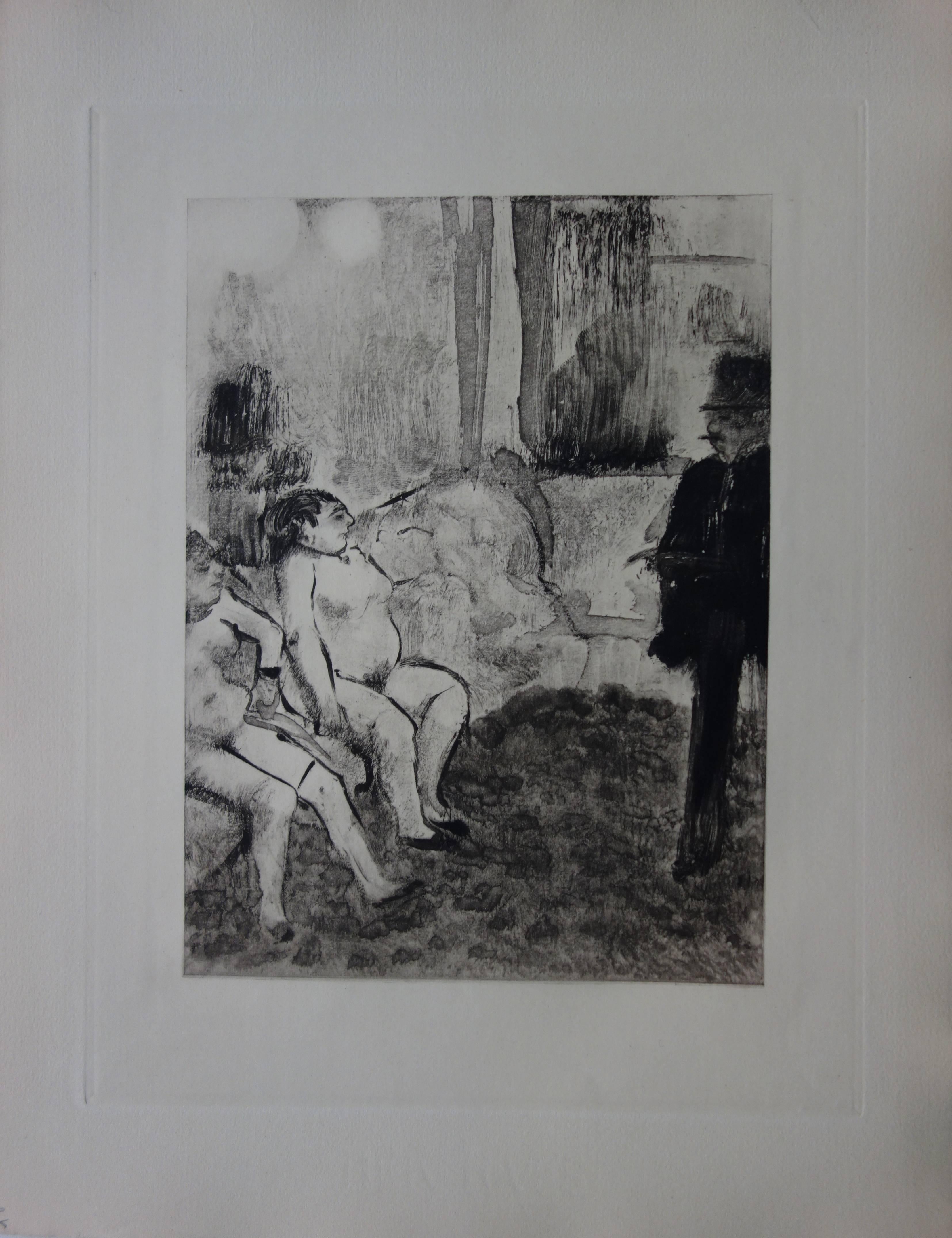 Two Women : a Delicate Choice - Original etching - Print by (after) Edgar Degas