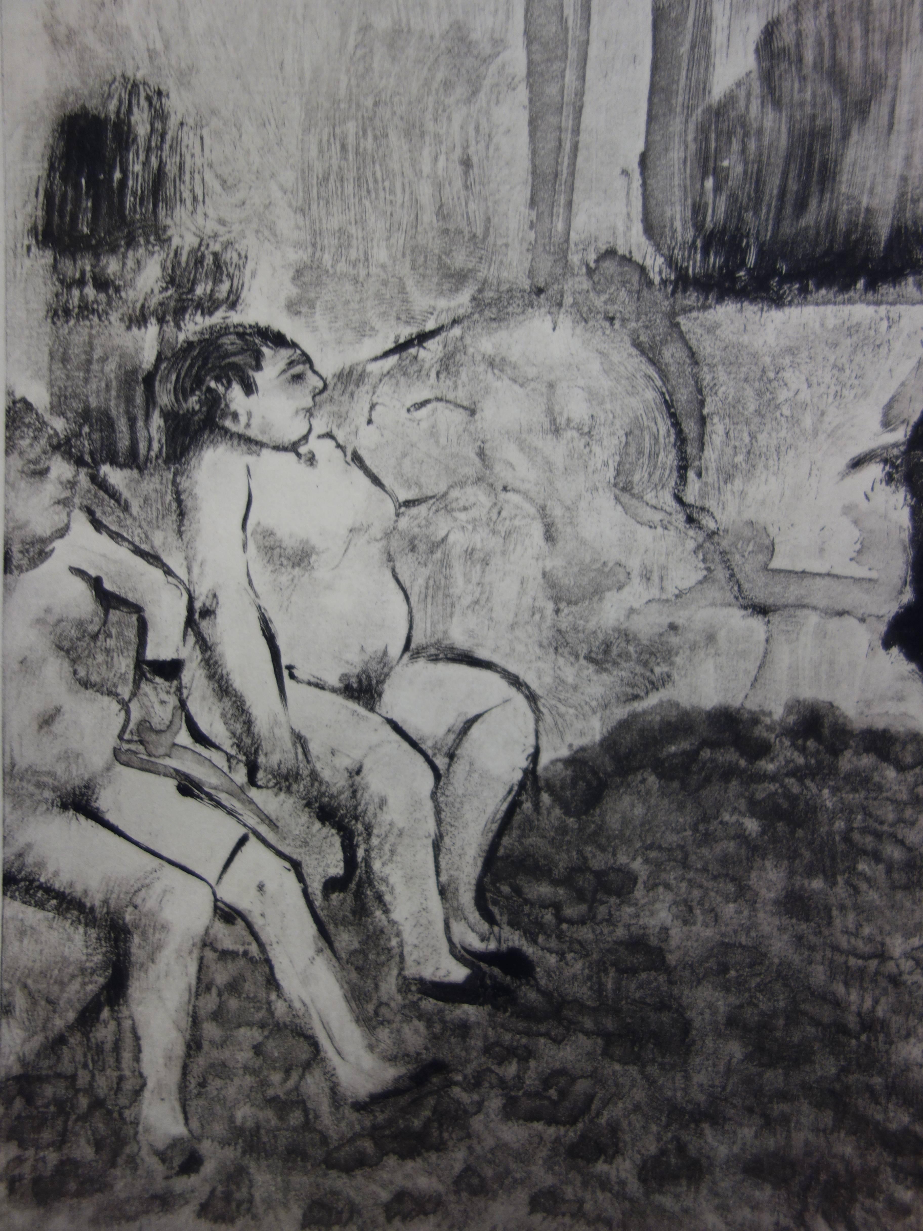 Two Women : a Delicate Choice - Original etching - Gray Figurative Print by (after) Edgar Degas