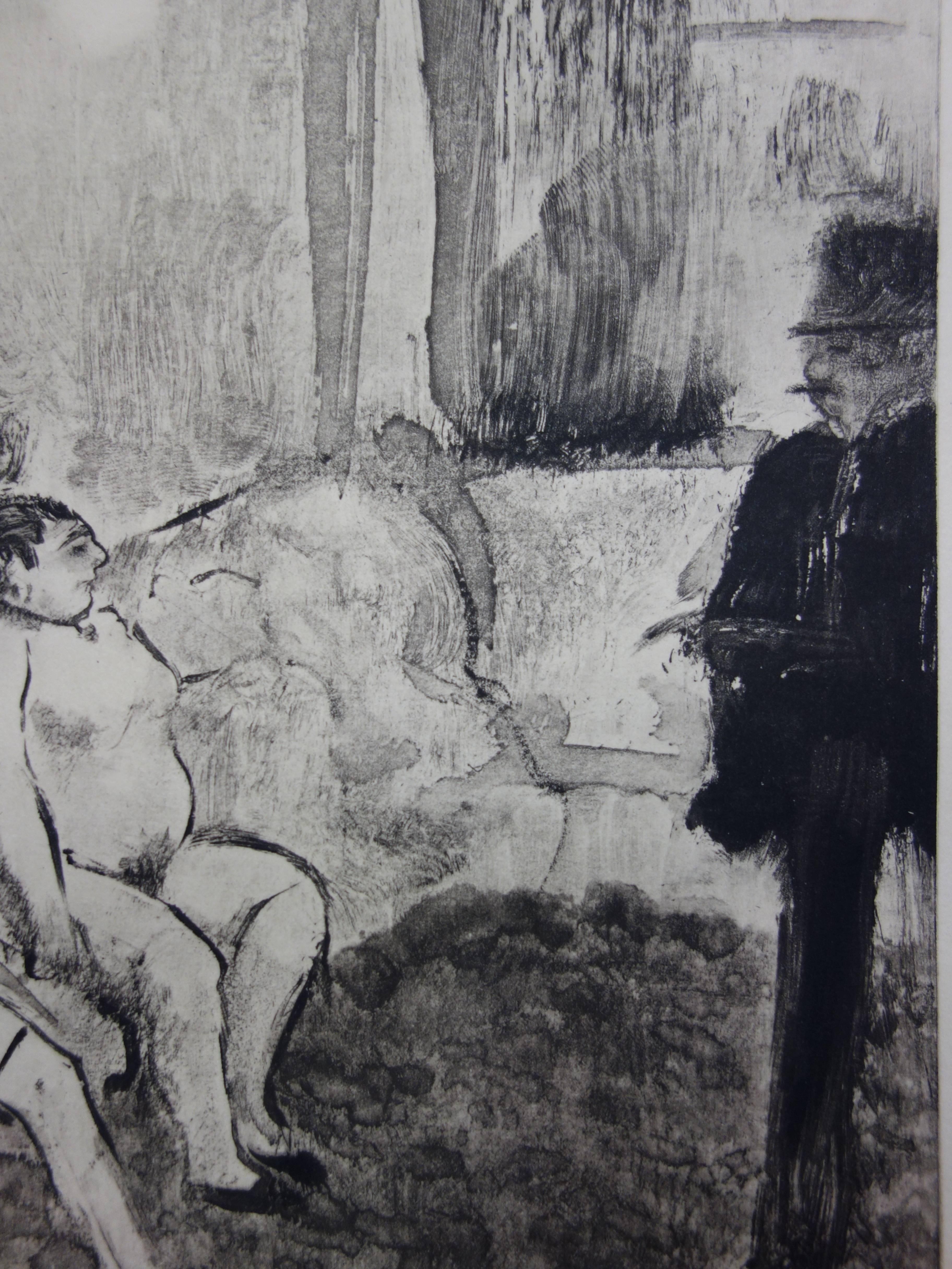 Edgar DEGAS (after)
Two Women : a Delicate Choice 

Original etching and aquatint
On Rives vellum 25 x 32 cm (c. 10 x 13 inch)
In the early 1920s, Ambroise Vollard (the great art seller, editor of Picasso (Suite Vollard), Cezanne, Renoir or Georges