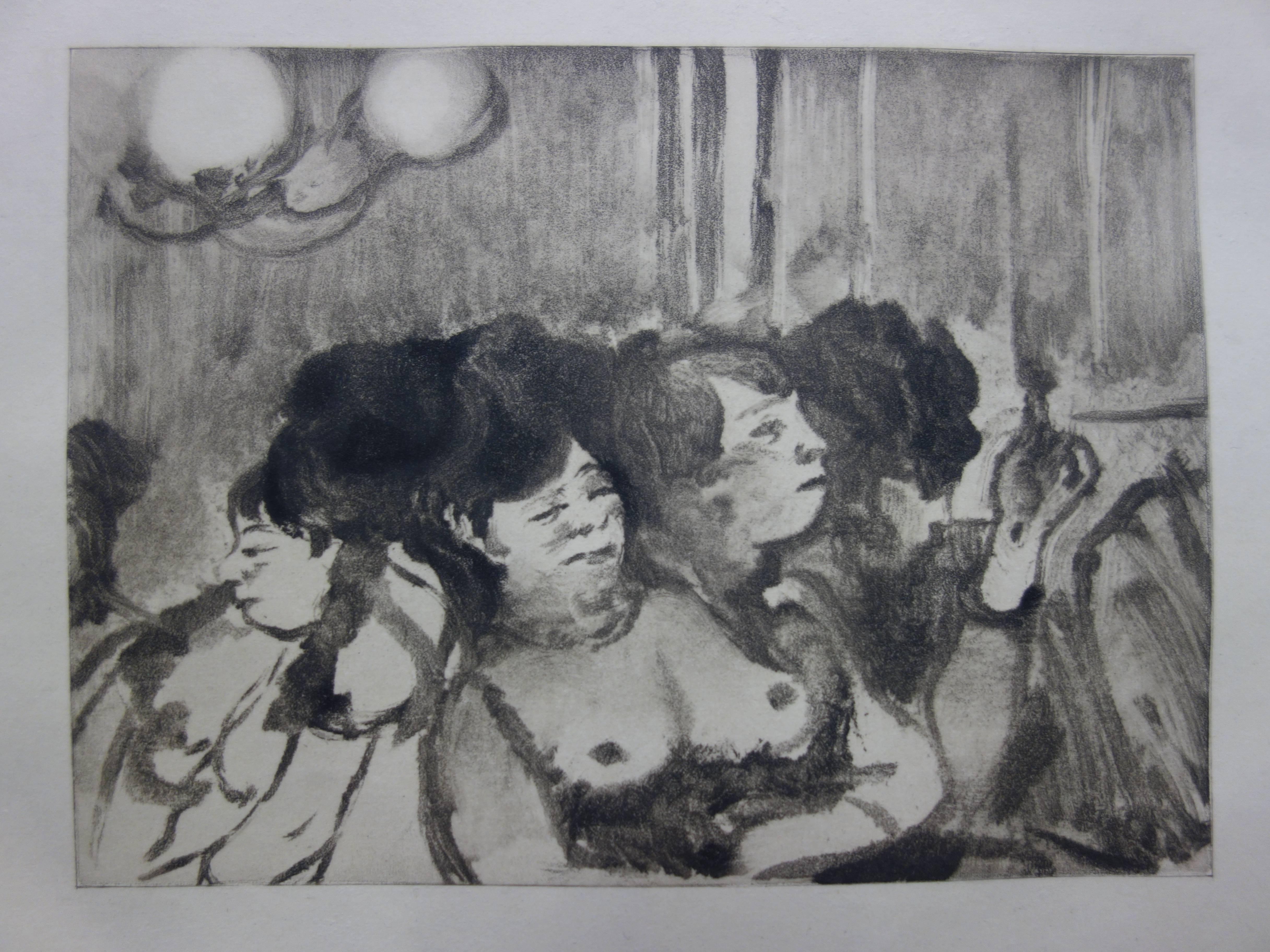 Waiting for a Client - Original-Radierung (Moderne), Print, von (after) Edgar Degas