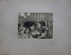 Scena del bordello : Un gruppo di prostitute  - Incisione originale