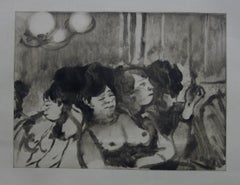 Whorehouse Scene : A Group of Prostitutes  - Original etching