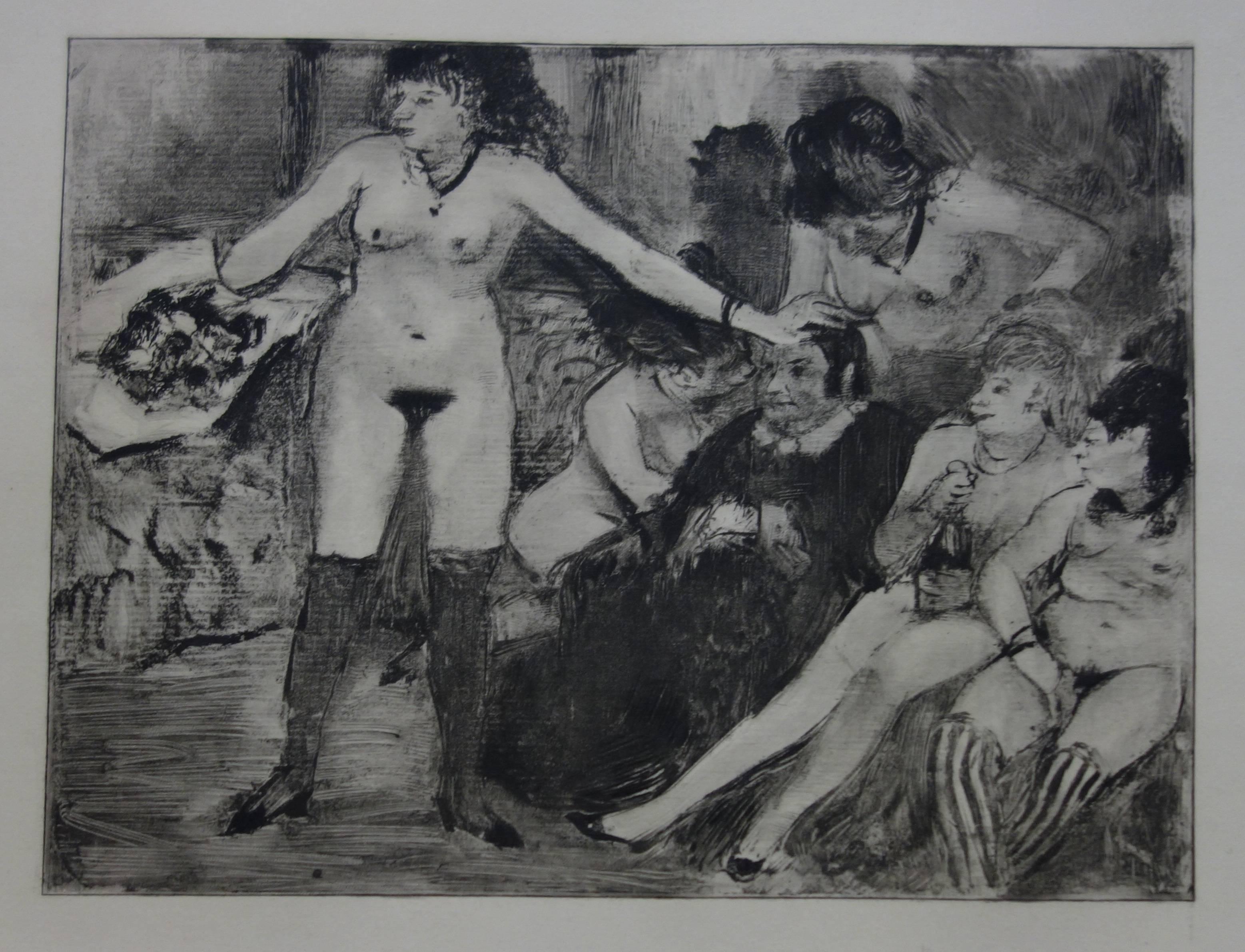 Whorehouse Scene : Celebration for Madam Mother - etching