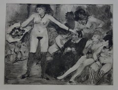 Vintage Whorehouse Scene : Celebration for Madam Mother - etching