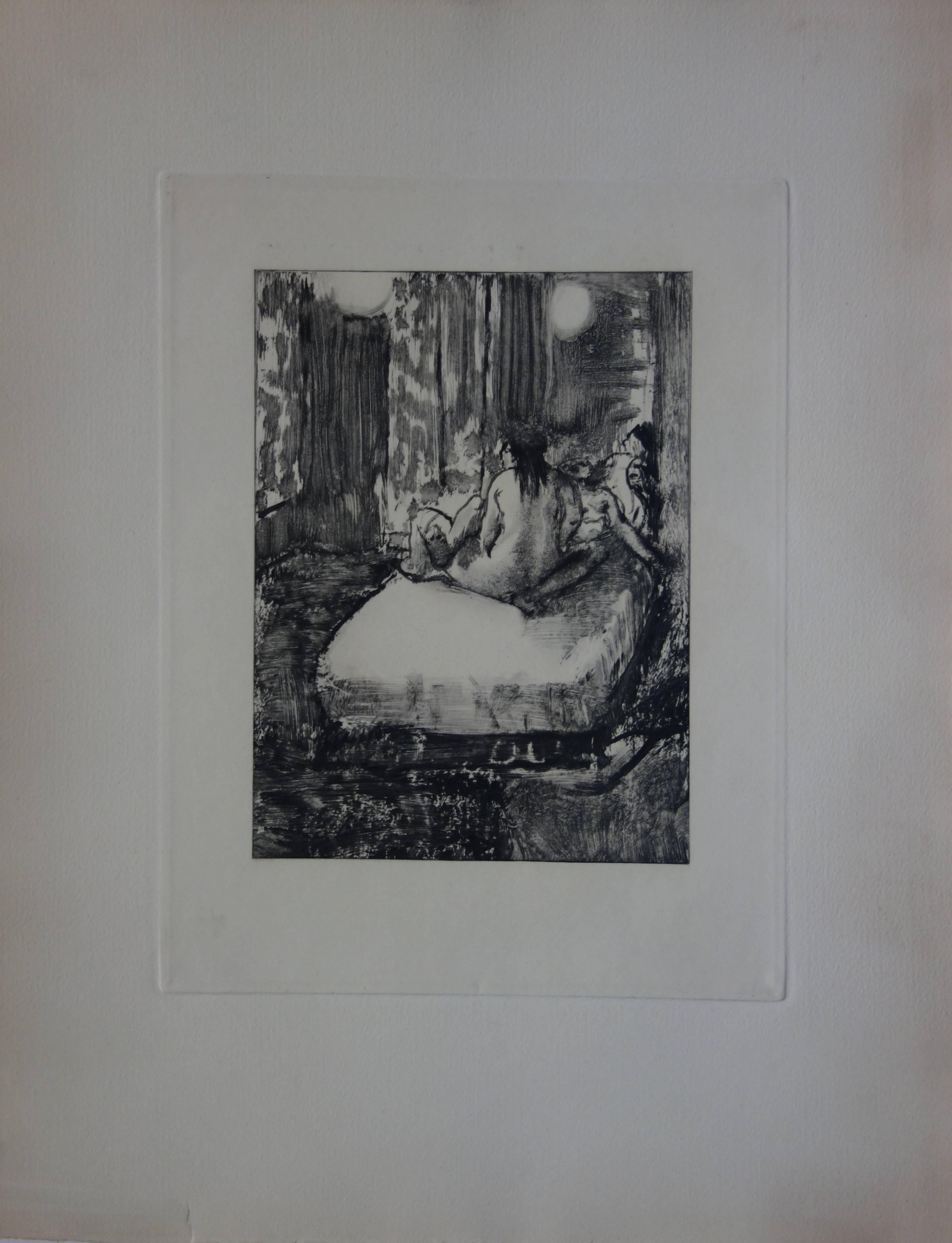 Die Gewächshausszene: In der Intimität des Raums - Radierung – Print von (after) Edgar Degas