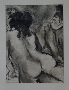 Whorehouse Scene : Model with Arched Back - Original etching