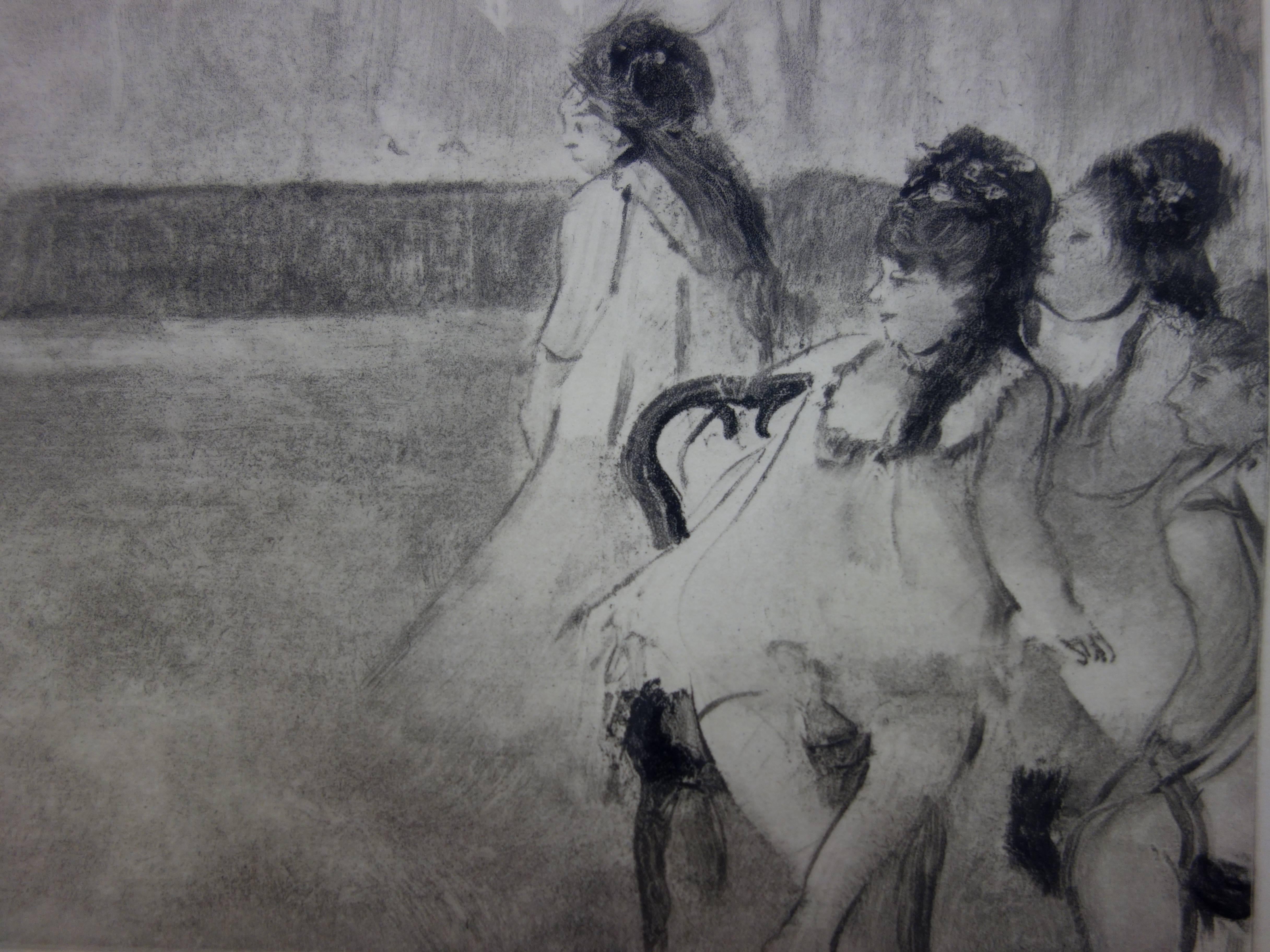 Escena de prostíbulo : Prostitutas vestidas de bailarinas - aguafuerte - Print Moderno de (after) Edgar Degas