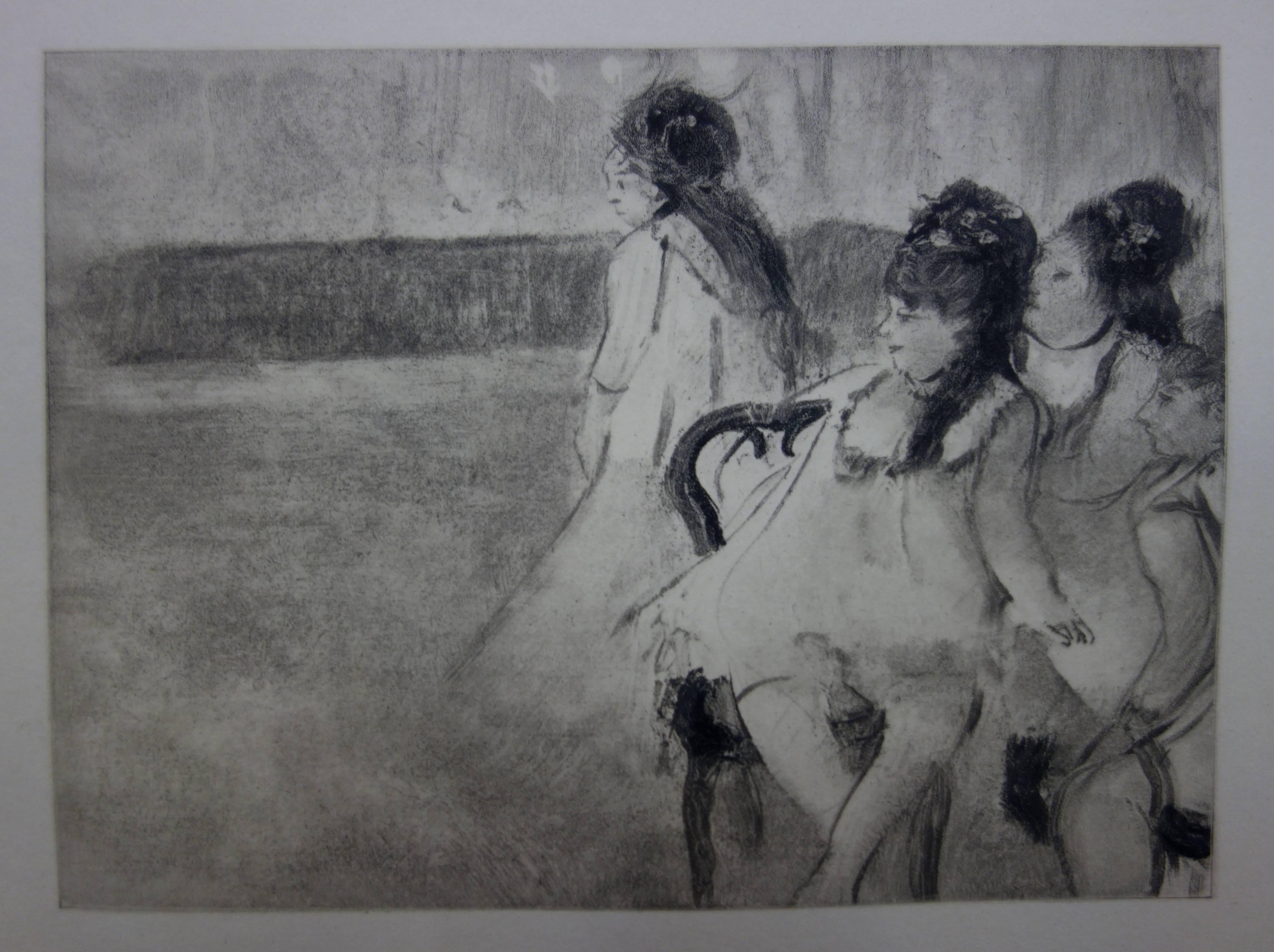 (after) Edgar Degas Figurative Print - Whorehouse Scene : Prostitutes Dressed as Ballerinas - etching