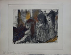 Whorehouse Scene : Prostitutes in Nightie - Original etching