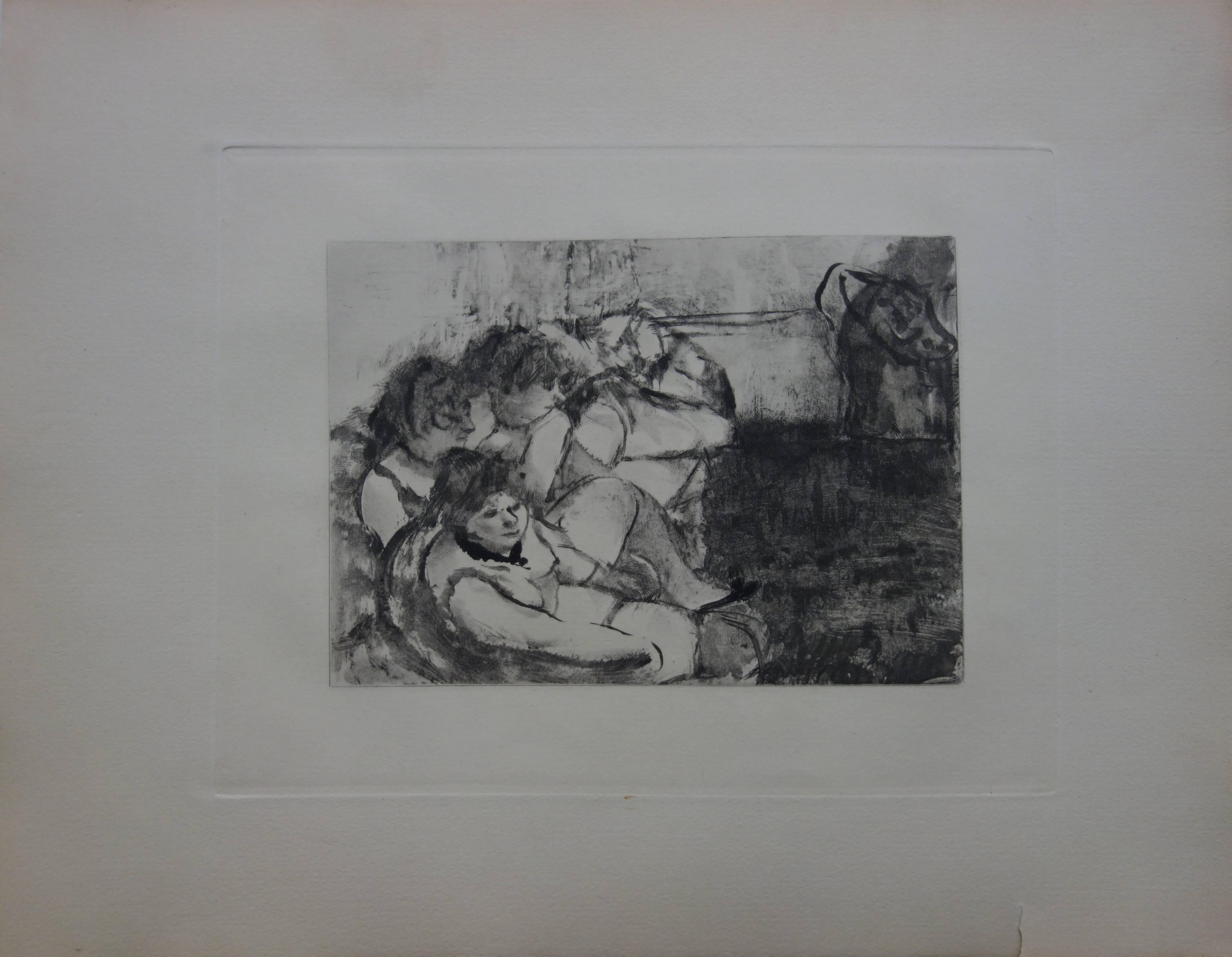 Une assiette Mimes des Courtisanes de Lucien - Print de (after) Edgar Degas