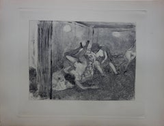 Scena di bordello: le prostitute ubriache - Incisione originale