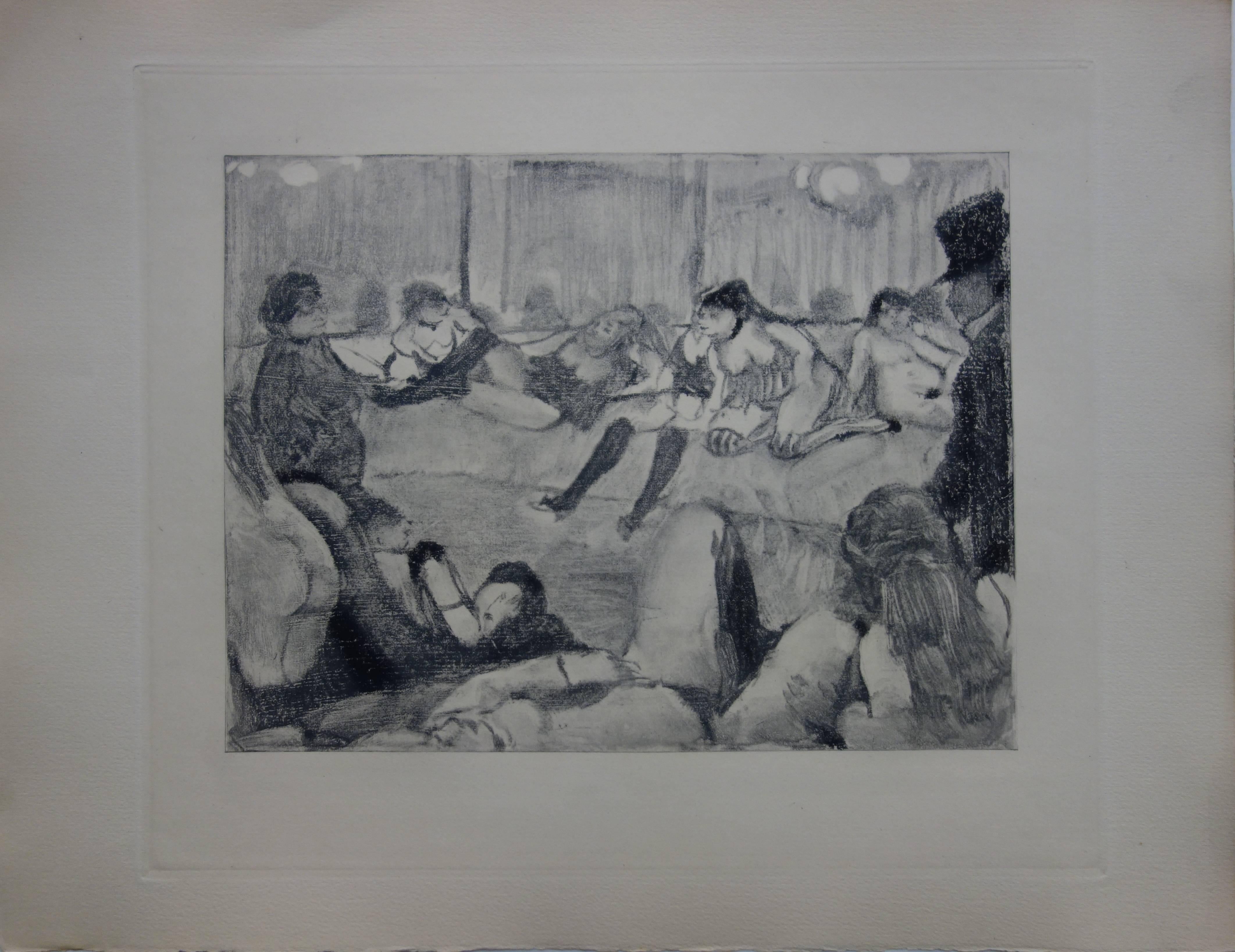 Whorehouse Scene : Briefing with Madam Mother - Etching, 1935 - Print by (after) Edgar Degas