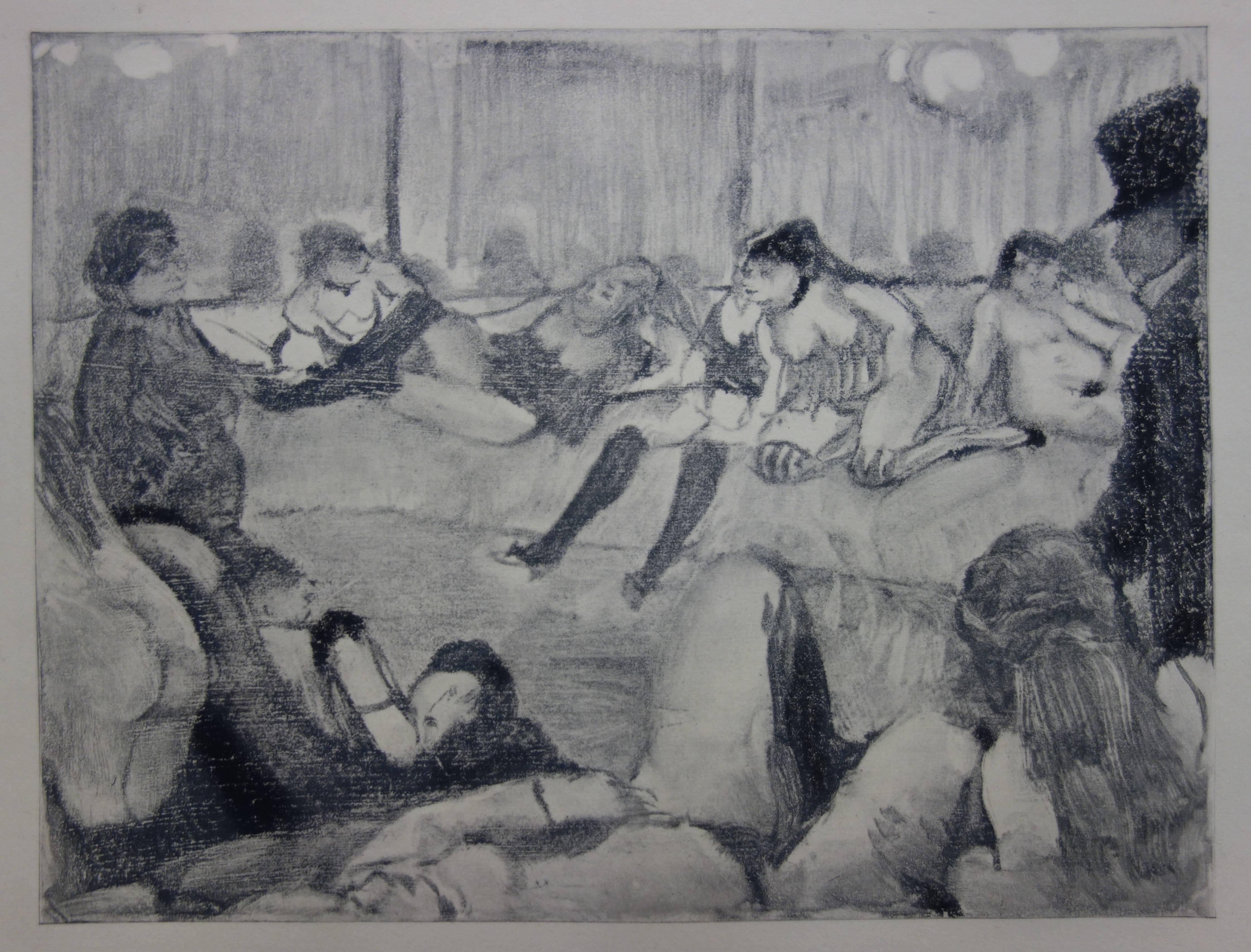 (after) Edgar Degas Figurative Print - Whorehouse Scene : Briefing with Madam Mother - Etching, 1935