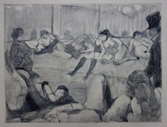 Whorehouse Scene : Briefing with Madam Mother - Etching, 1935
