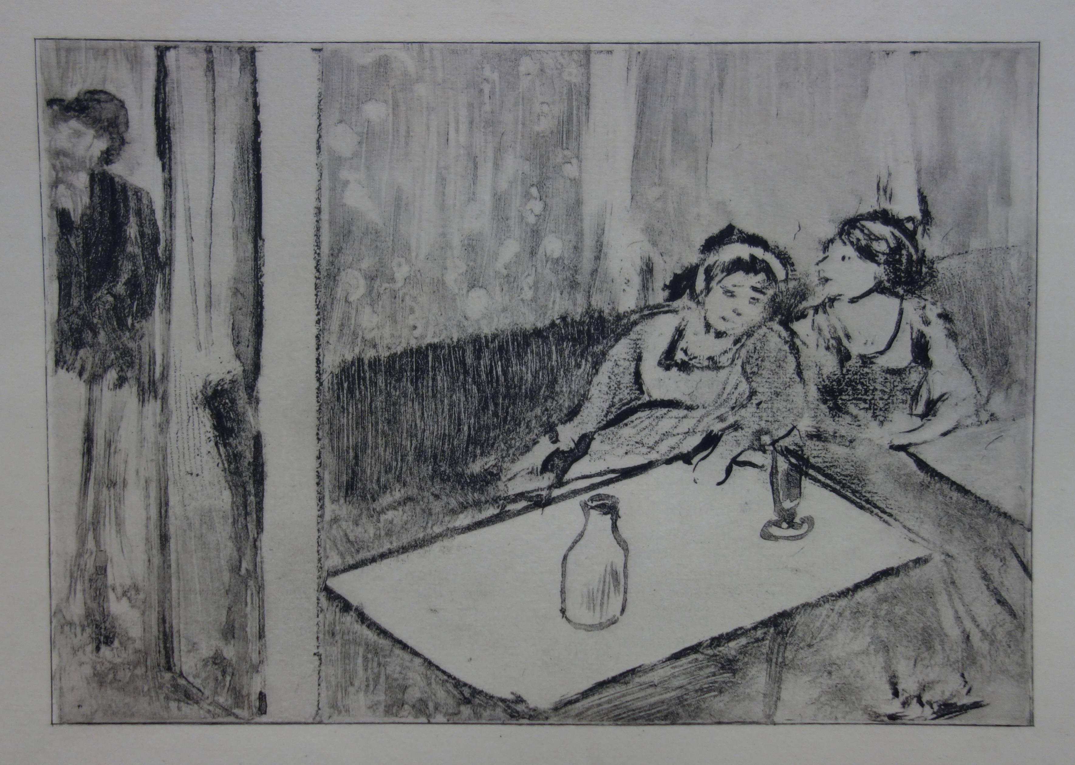 Scène de Whorehouse : Champagne avant l'amour - eau-forte - Moderne Print par (after) Edgar Degas