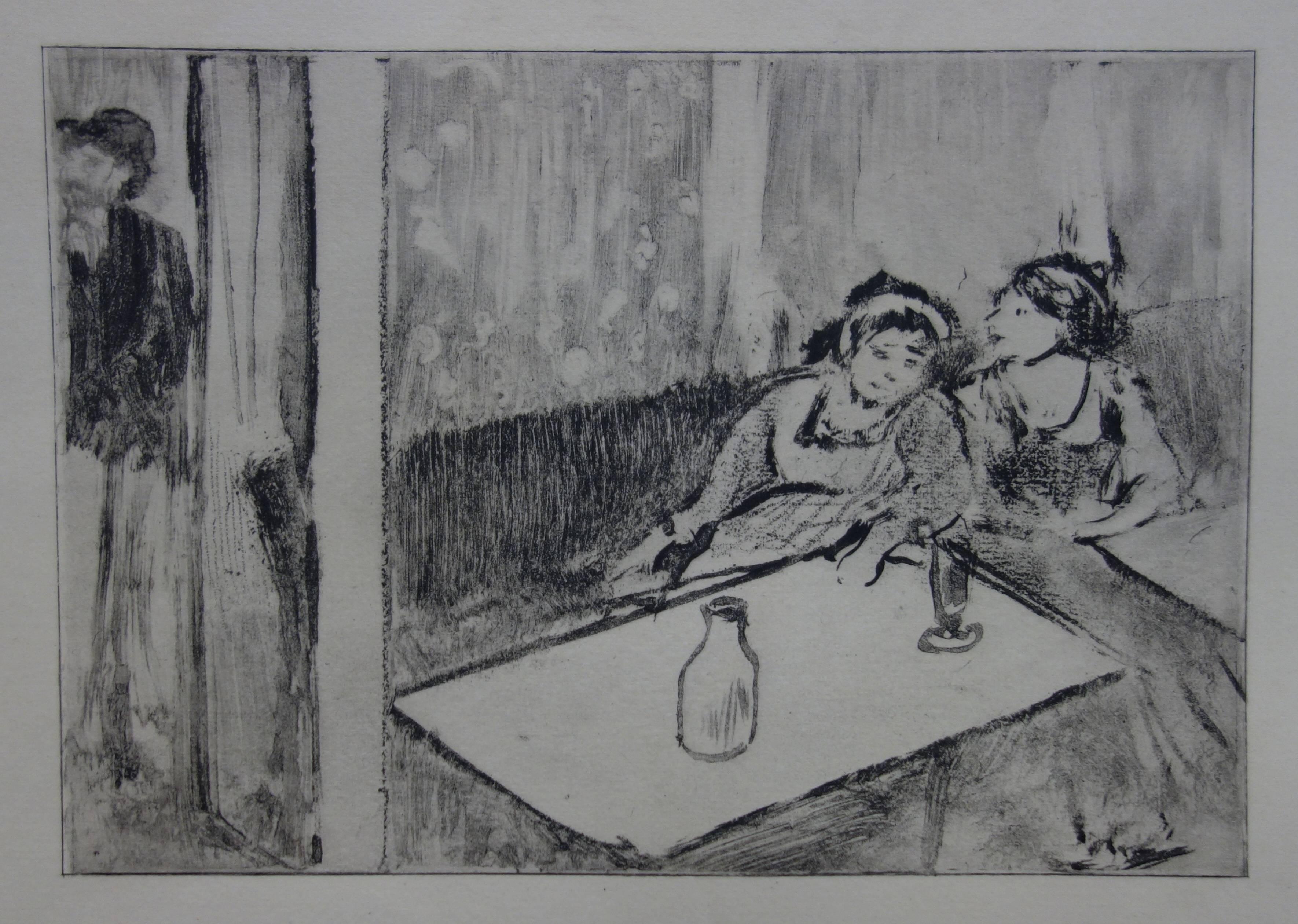 Escena de prostíbulo : Champán antes del amor - Aguafuerte - Print Moderno de (after) Edgar Degas