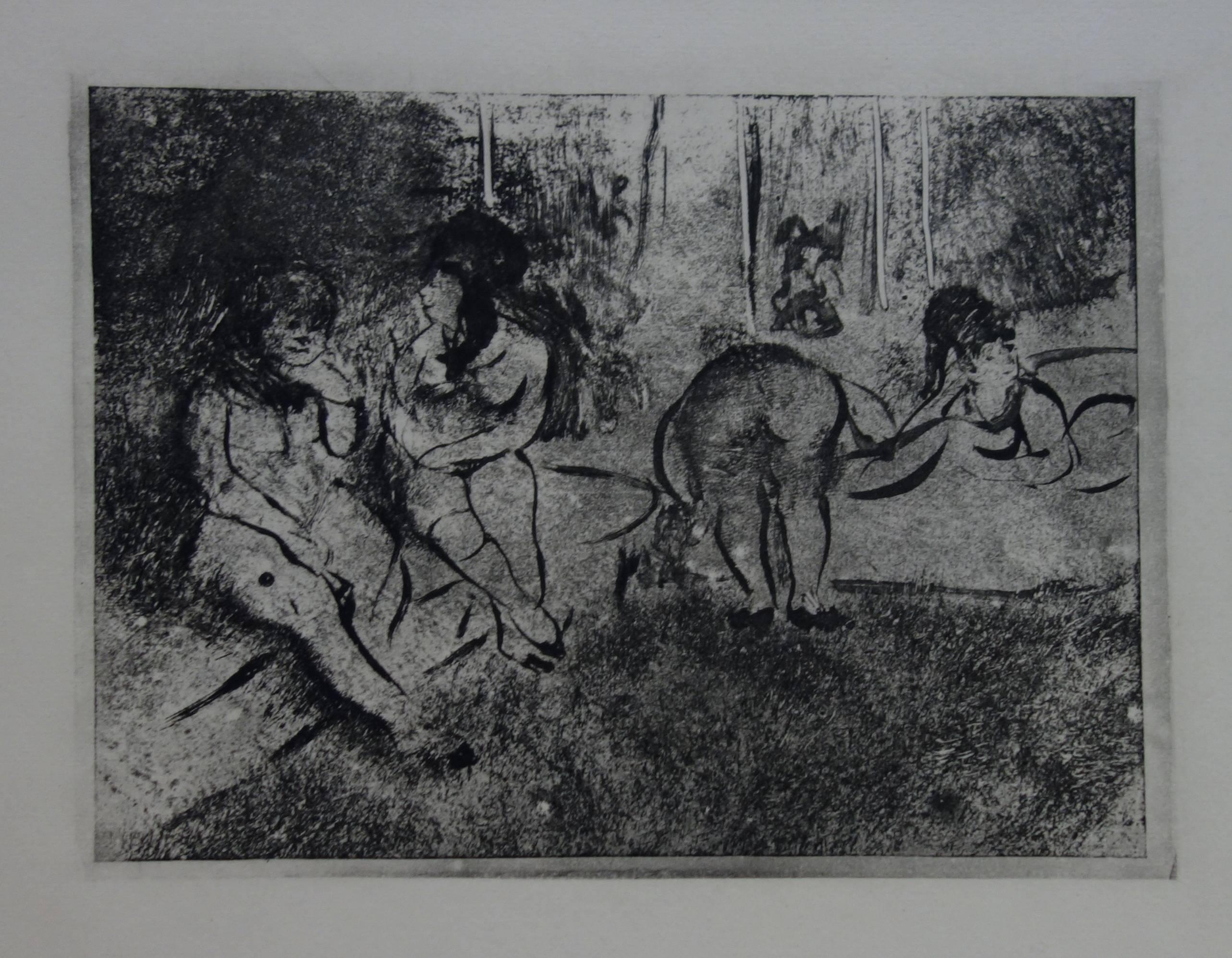 (after) Edgar Degas Figurative Print - Whorehouse Scene : Group of Nude Prostitutes - Etching