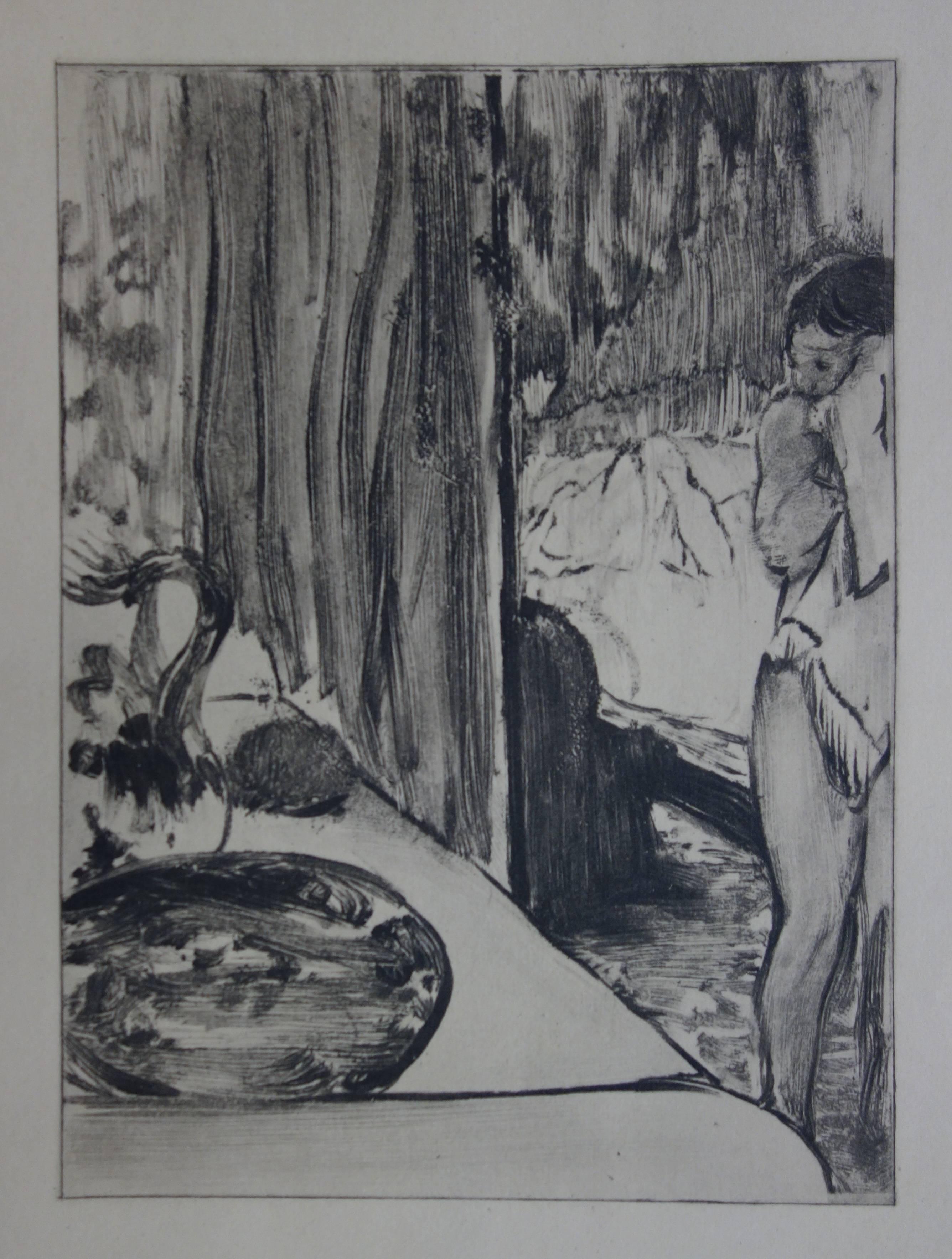 Escena de prostíbulo : El retrete - Aguafuerte - Print Moderno de (after) Edgar Degas