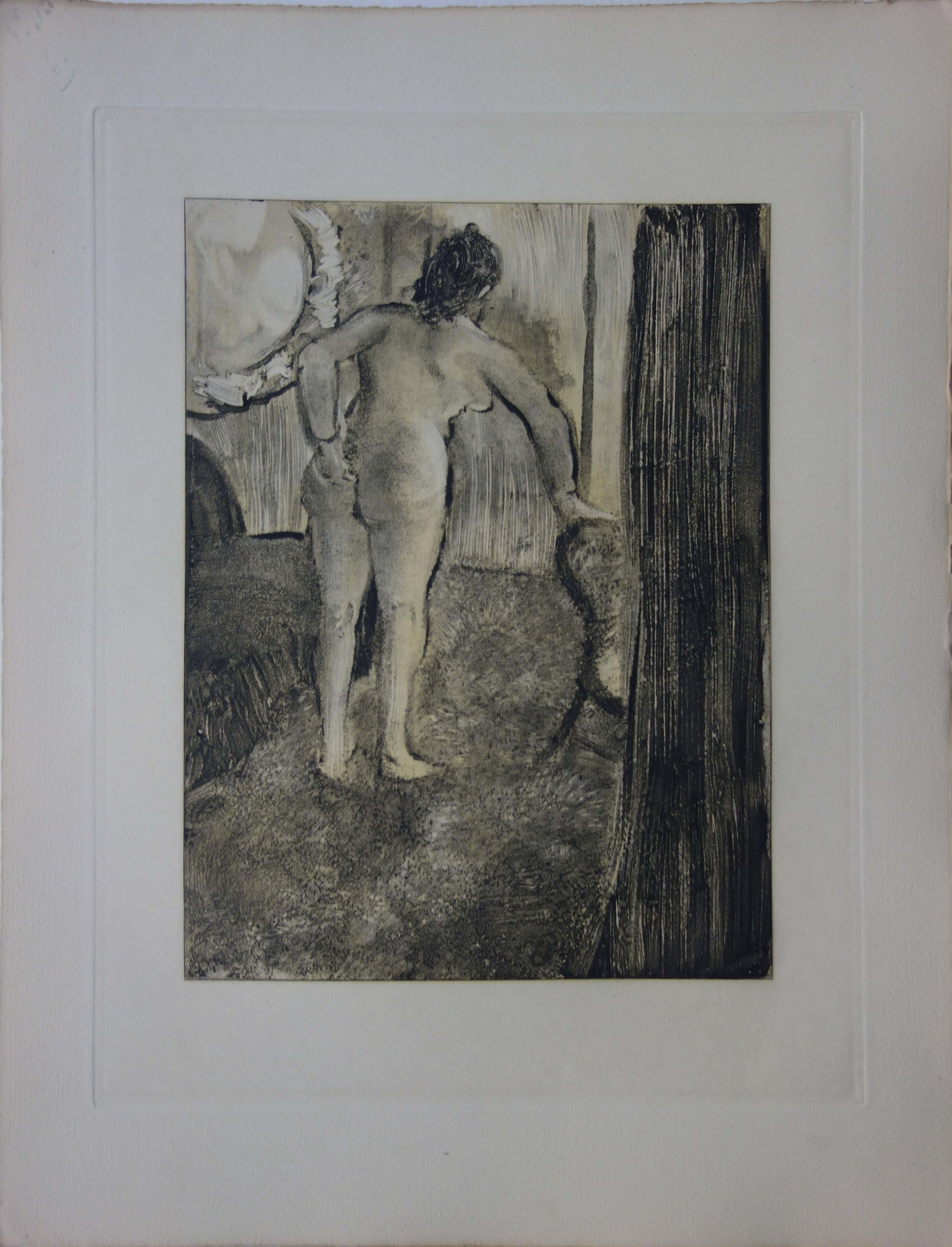 Whorehouse Scene : Waking Up After a Long Love Night - Etching - Print by (after) Edgar Degas