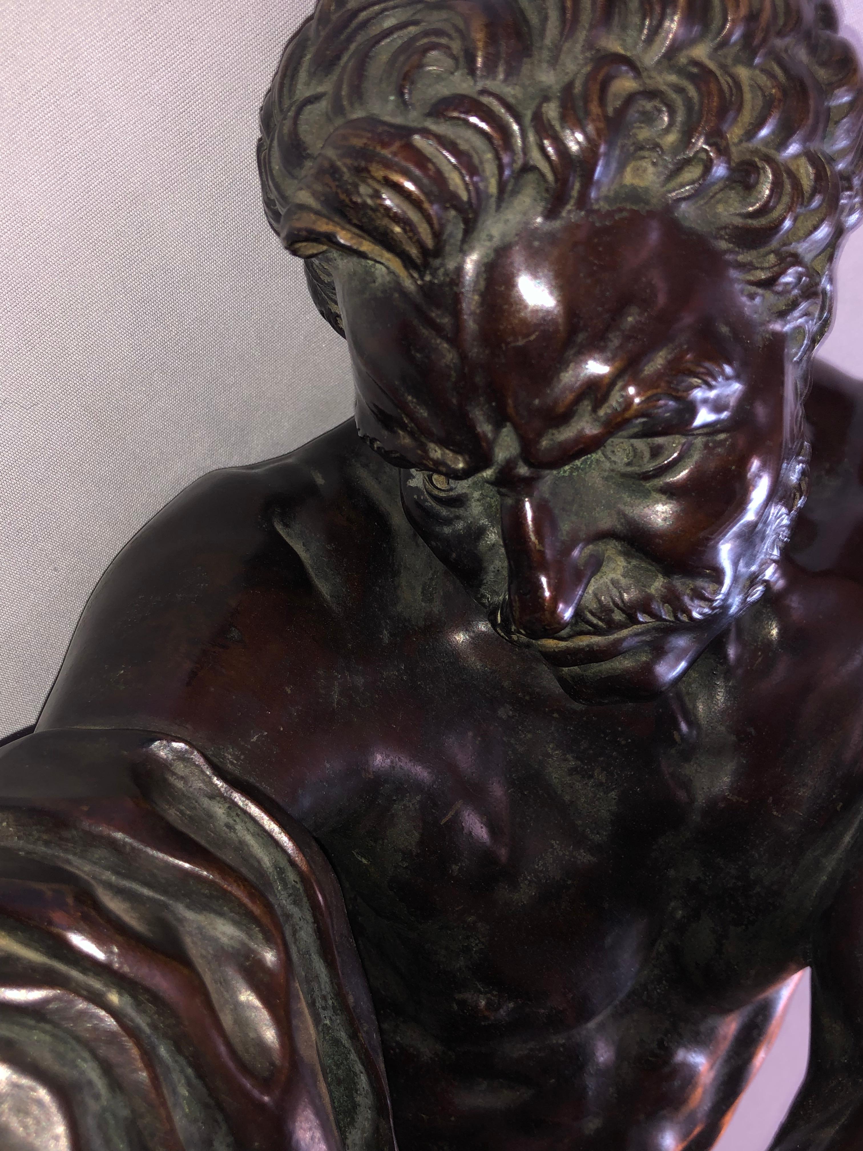 Große Bronzefigur von Milo De Croton aus dem 19. Jahrhundert, nach Edme Dumont im Zustand „Gut“ in Stamford, CT