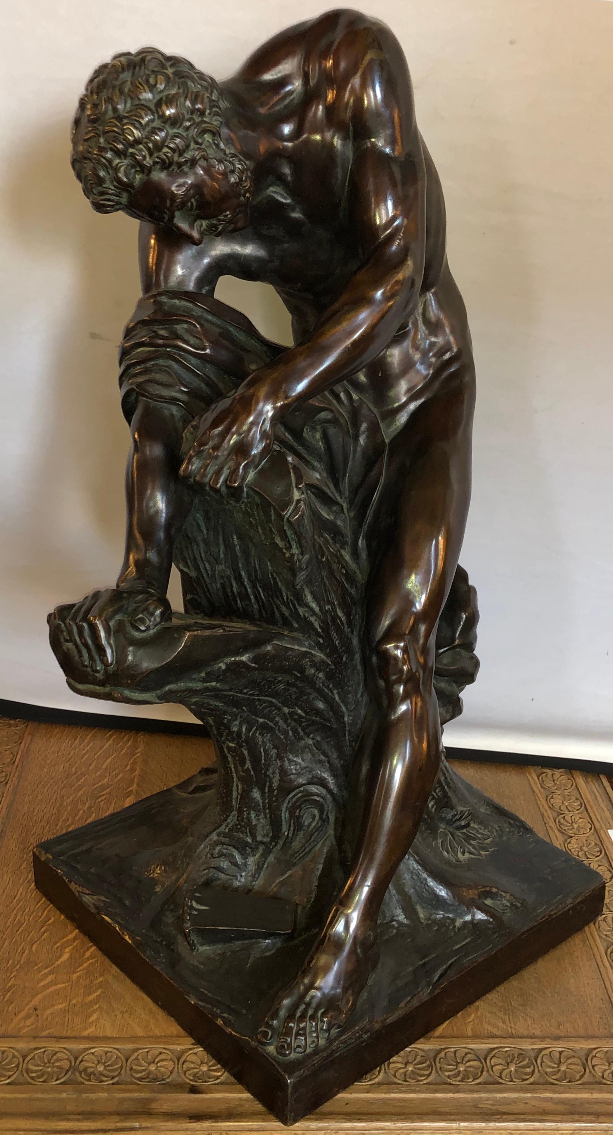 Große Bronzefigur von Milo De Croton aus dem 19. Jahrhundert, nach Edme Dumont 3
