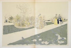 Vintage "Le Jardin des Tuileries" lithograph