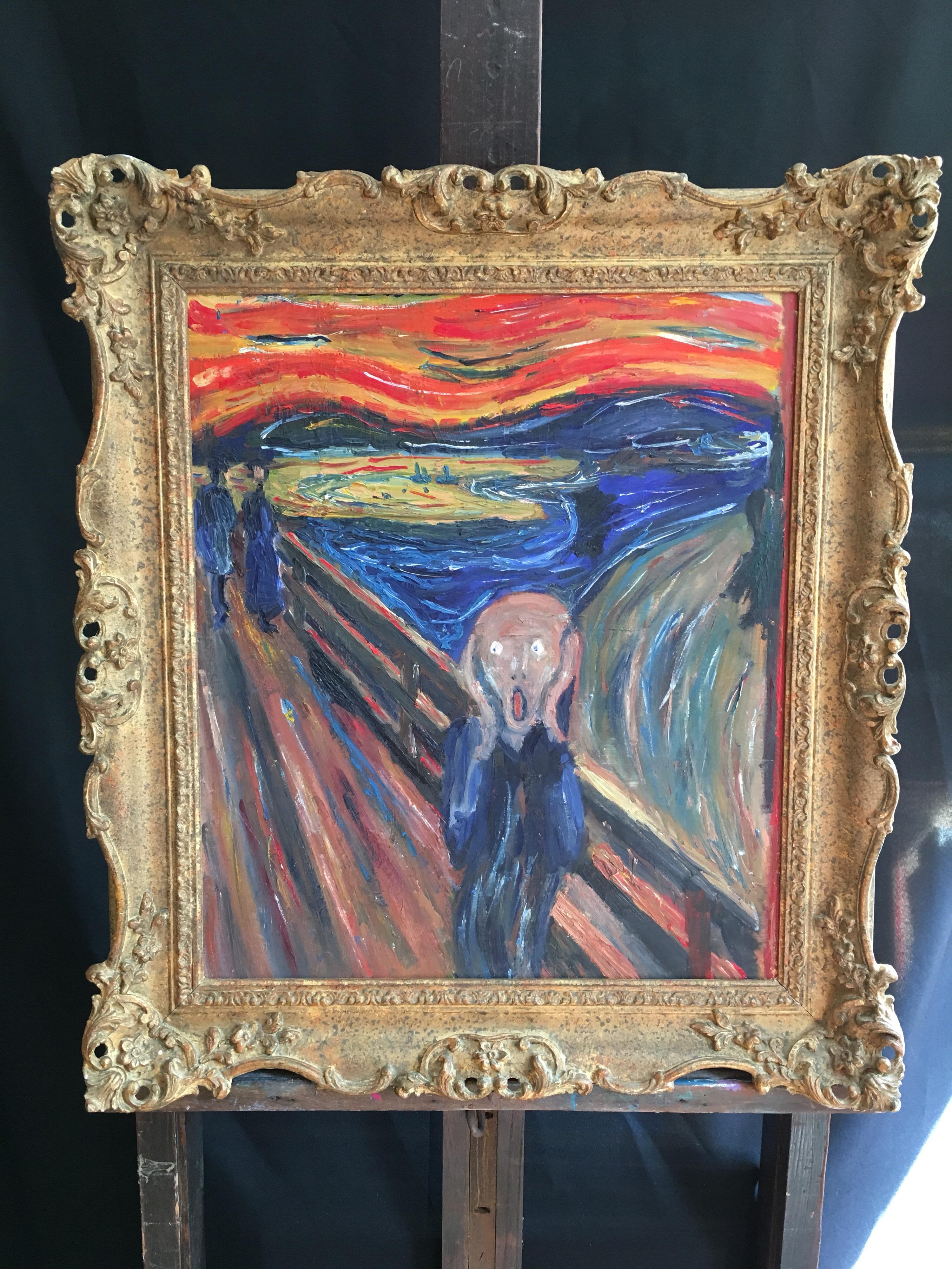 The Scream - vintage oil painting - Painting by (After) Edvard Munch