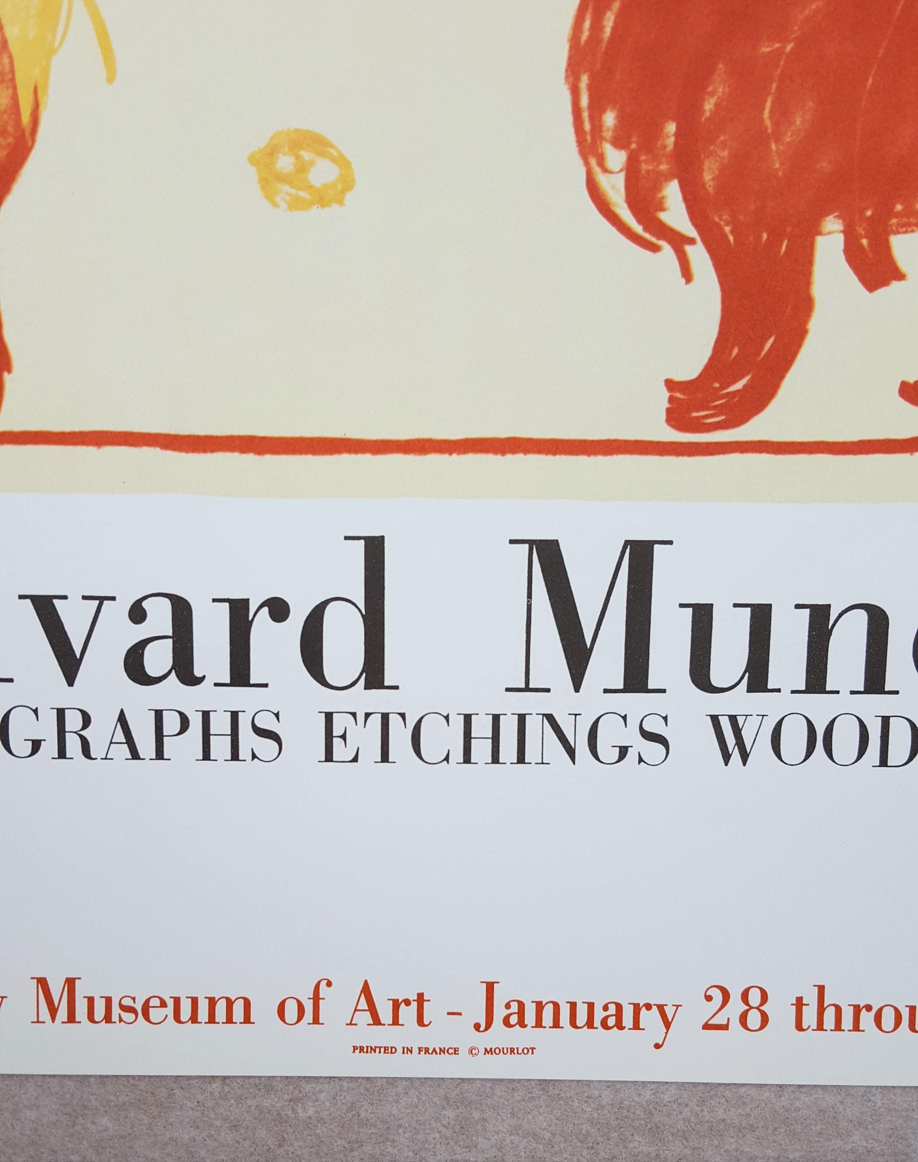 An original lithograph, exhibition poster on wove paper after Norwegian artist Edvard Munch (1863-1944) titled 