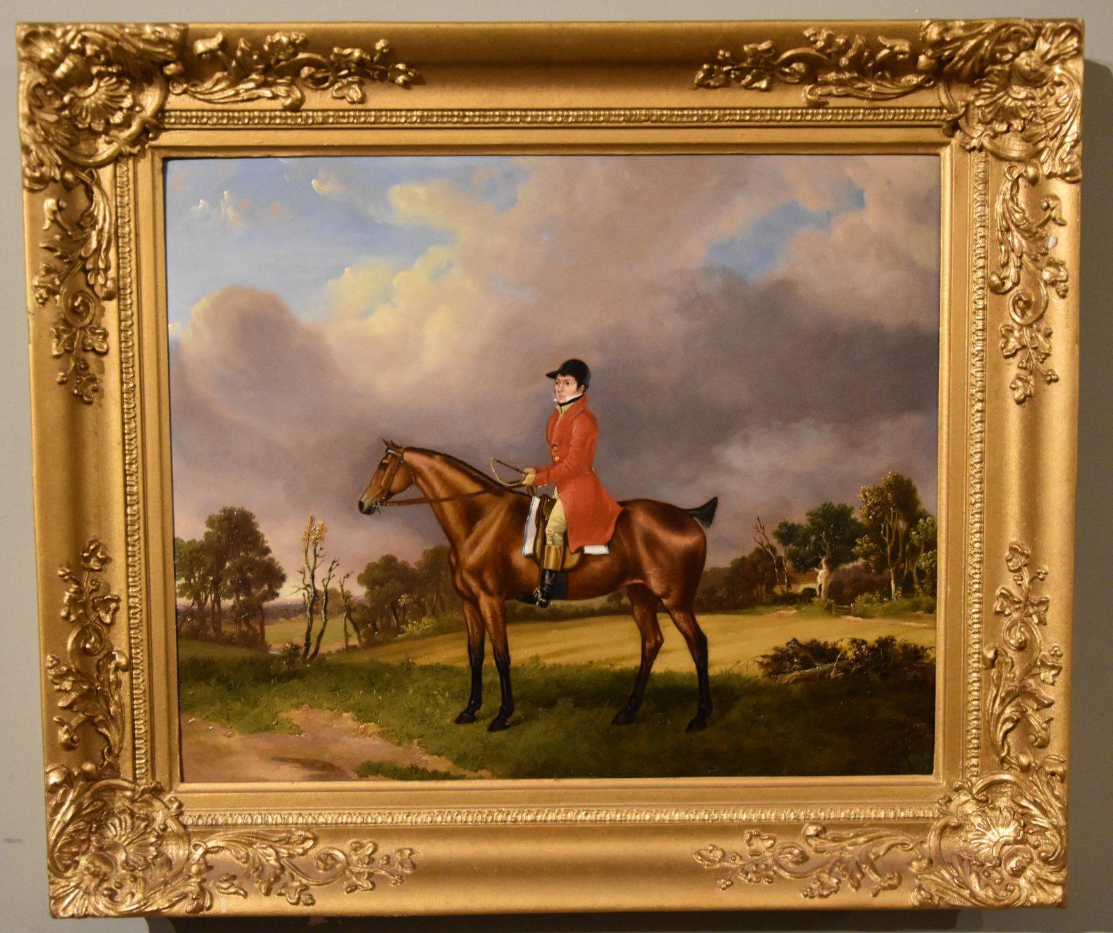 "Hunter in a Landscape" Oil circle of Edwin Cooper