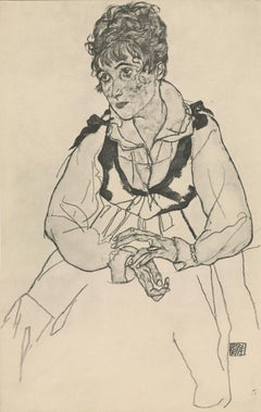 R. Layni, Zeichnungen, Folio, „Das Ehepaar des Künstlers, sitzend“, Collotypische Platte VI