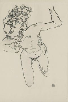 E. Strache, Handzeichnungen folio, "Kneeling Female Nude" Collotype plate